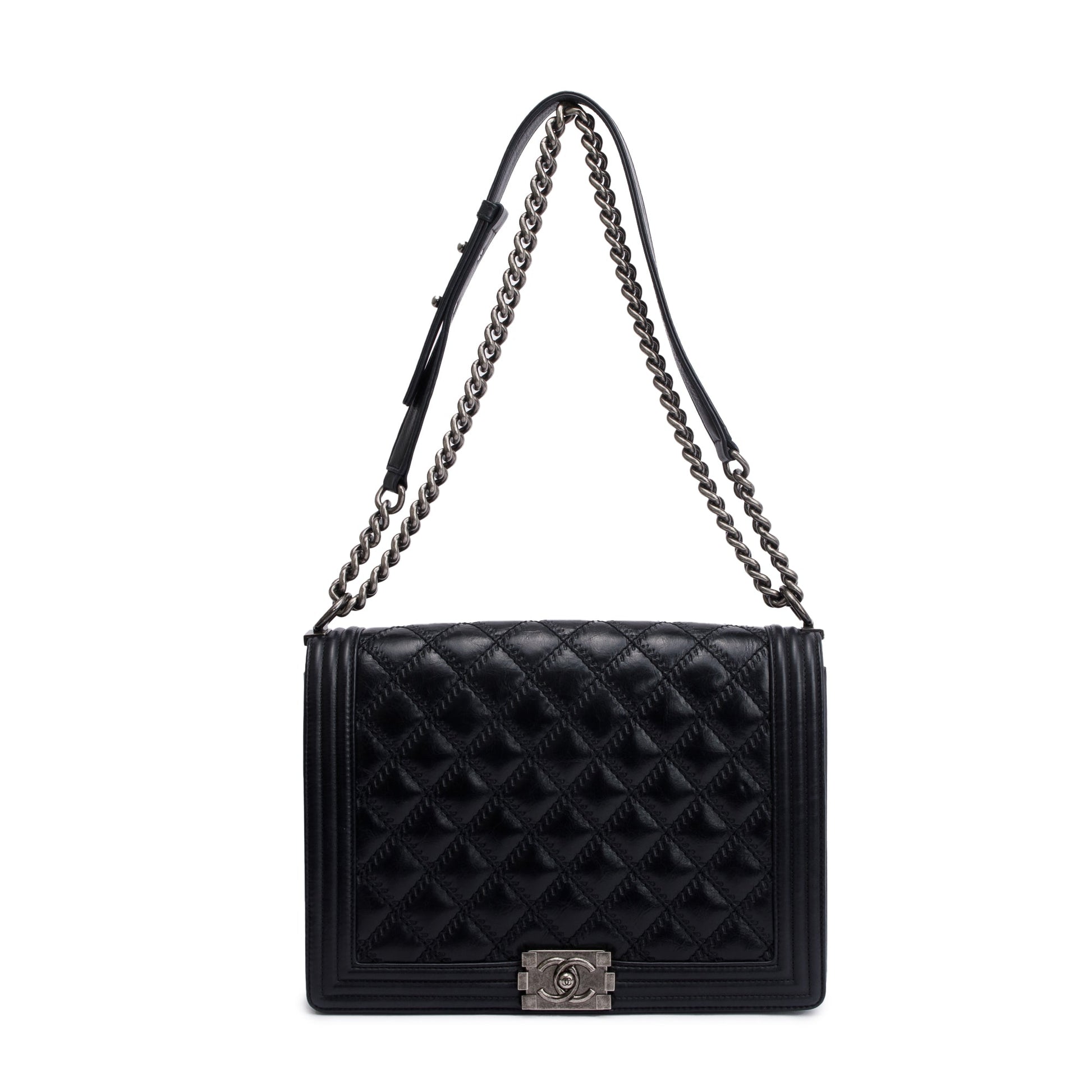 Chanel Quilted Aged XL Boy Calfskin Black Travel Bag