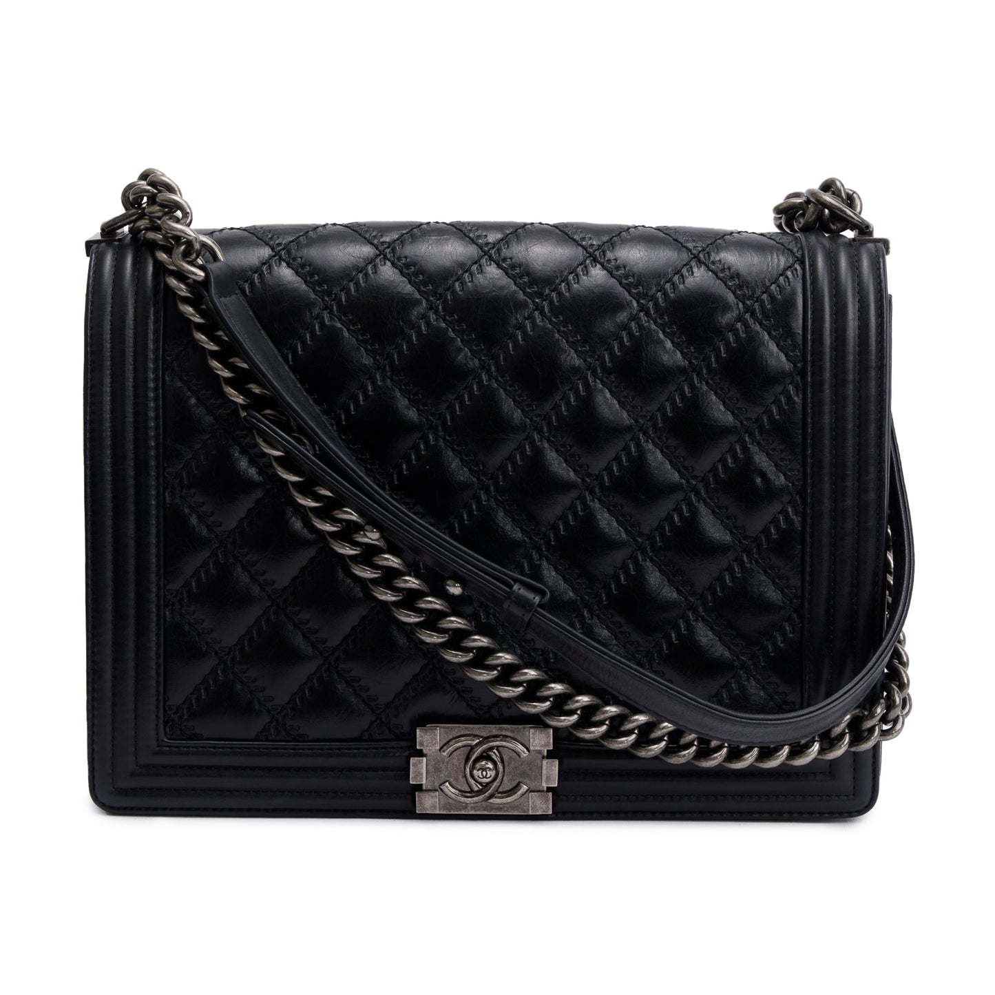 Chanel Quilted Aged XL Boy Calfskin Black Travel Bag