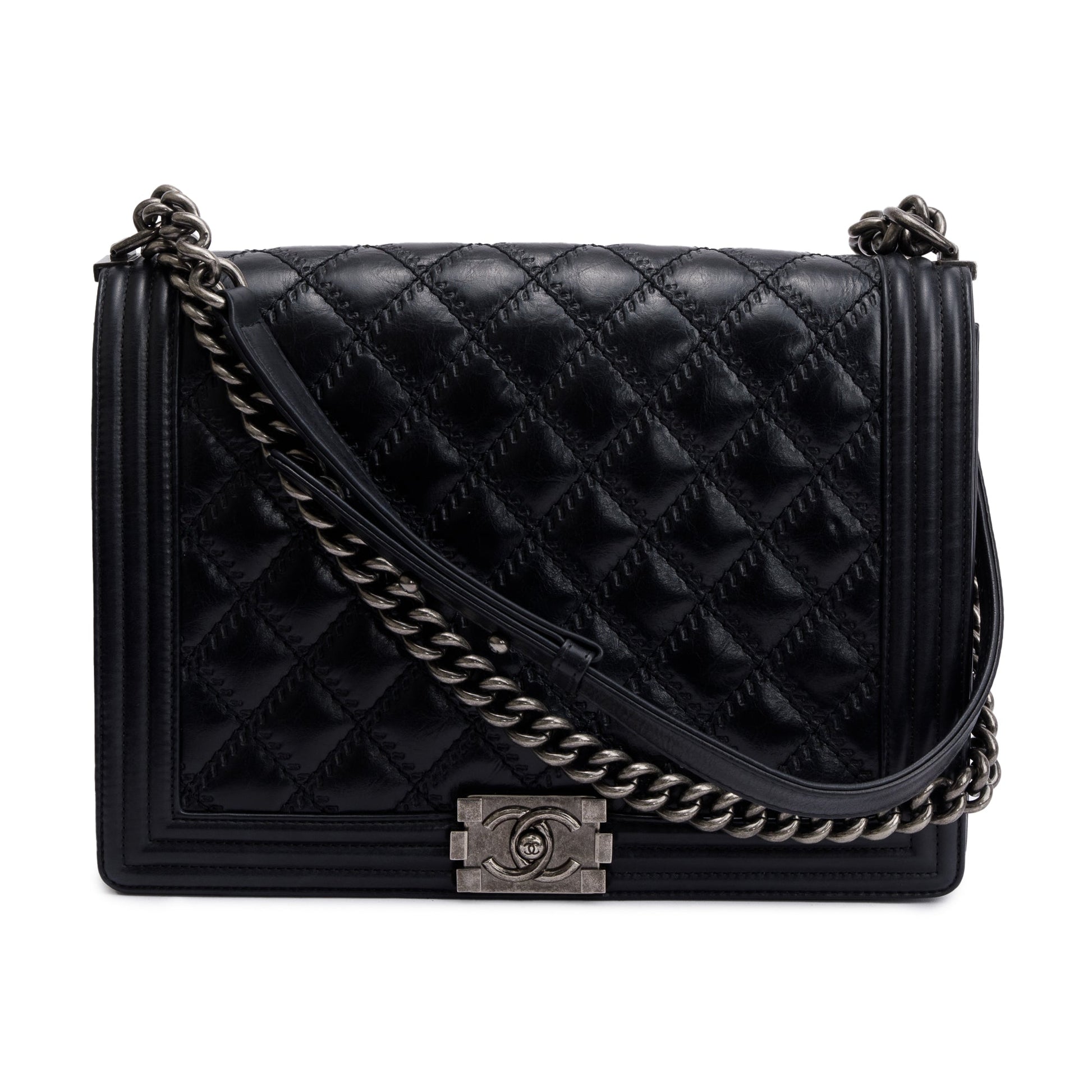 Chanel Quilted Aged XL Boy Calfskin Black Travel Bag
