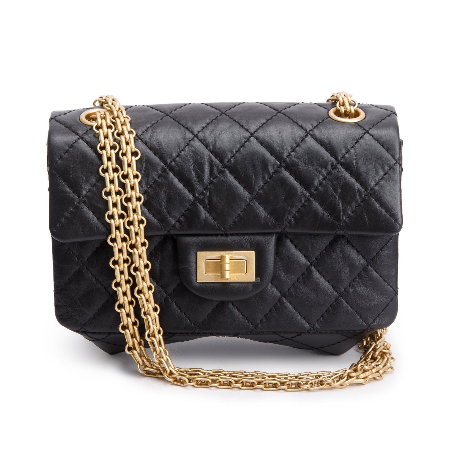 Chanel Quilted 2.55 Reissue 224 Flap Leather Calfskin Black Travel Bag