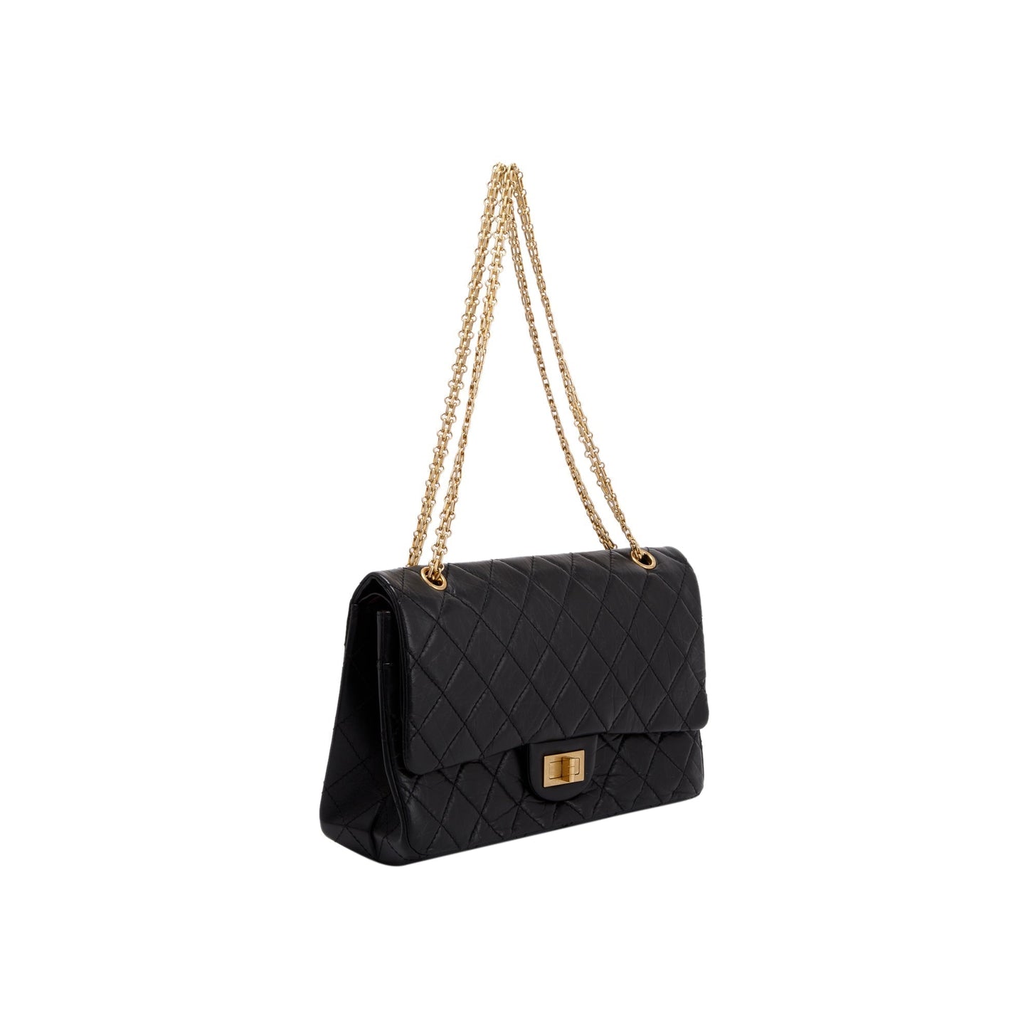 Chanel Quilted 2.55 Reissue 227 Double Leather Calfskin Black Travel Bag