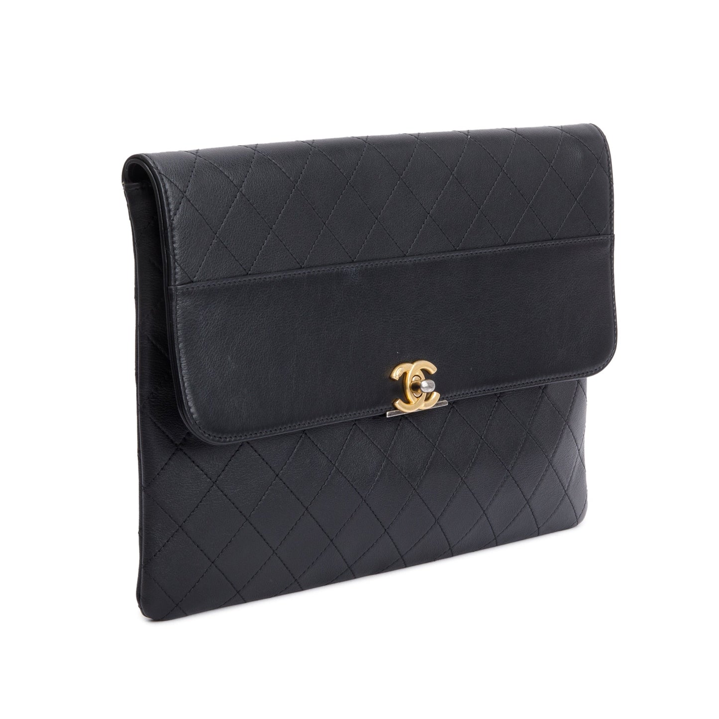 Chanel Quilted CC Leather Calfskin Black Travel Bag