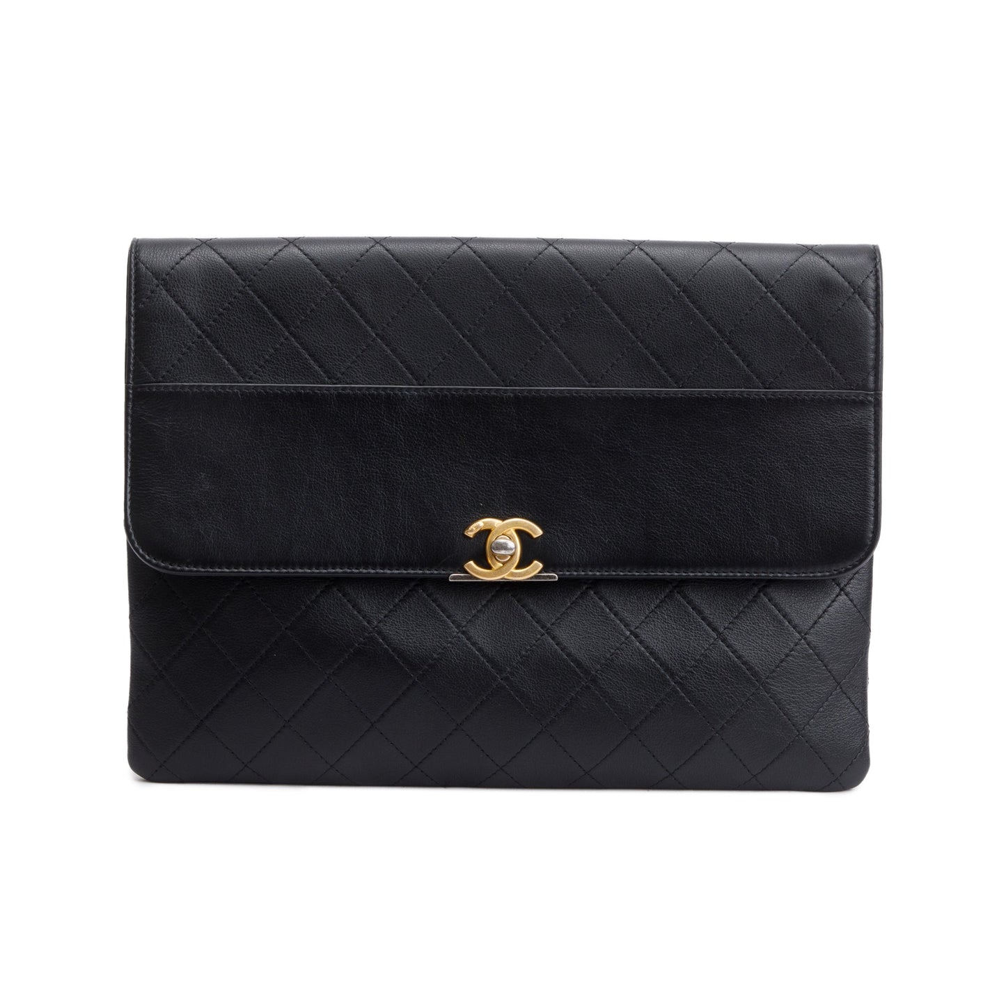 Chanel Quilted CC Leather Calfskin Black Travel Bag
