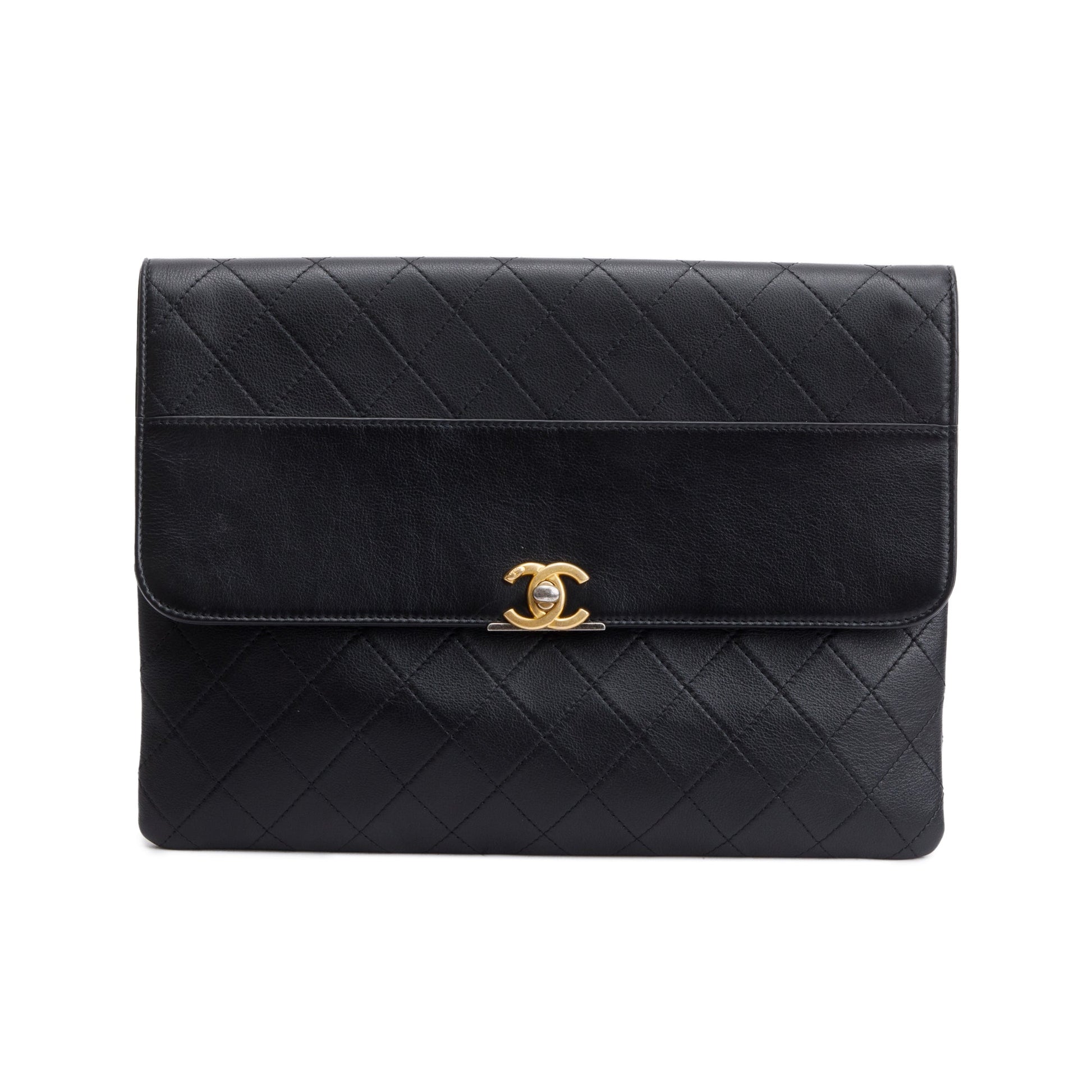 Chanel Quilted CC Leather Calfskin Black Travel Bag