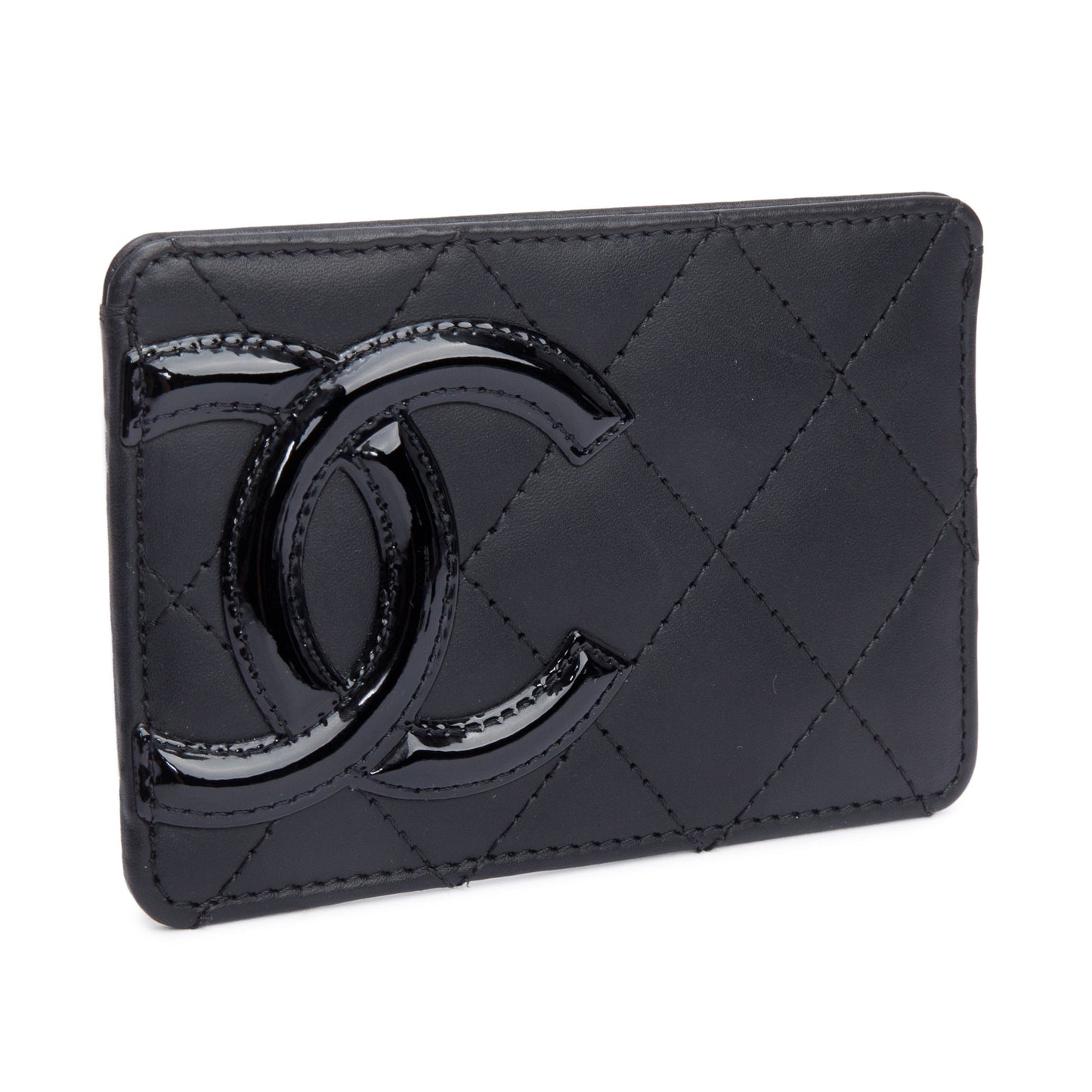 Chanel Quilted Cambon Ligne Card Holder Leather Calfskin Black Wallet Case