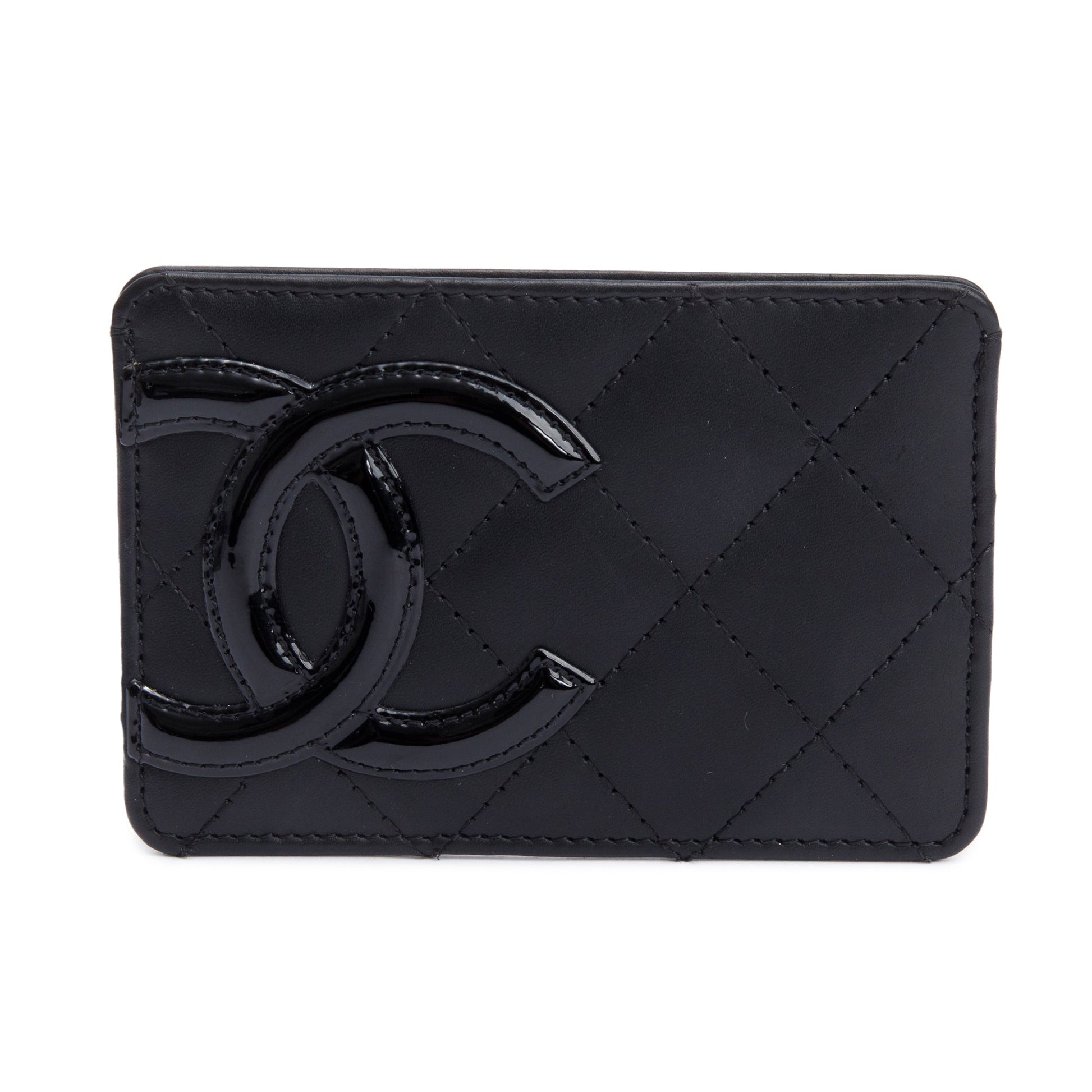 Chanel Quilted Cambon Ligne Card Holder Leather Calfskin Black Wallet Case