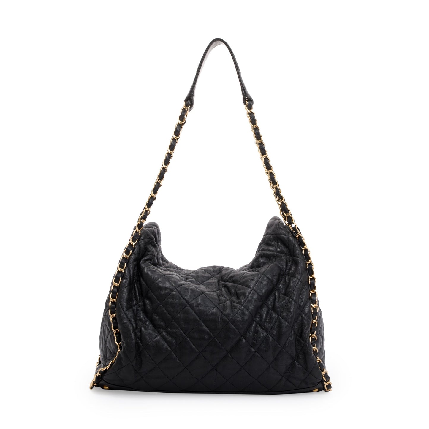 Chanel Quilted Me Hobo Leather Calfskin Black Travel Bag