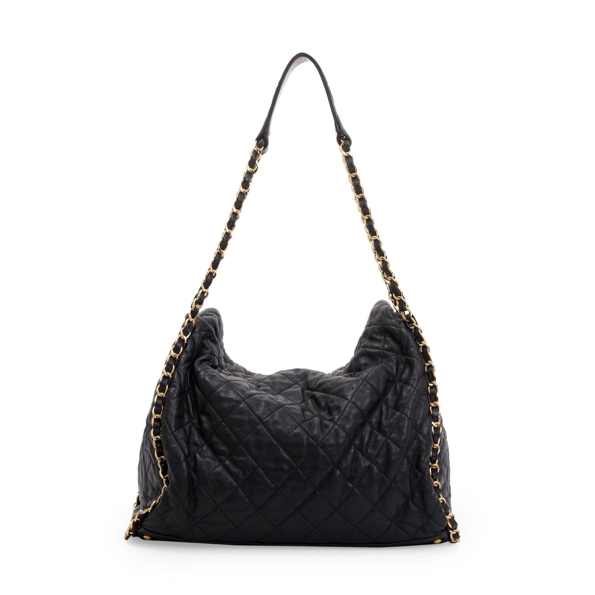 Chanel Quilted Me Hobo Leather Calfskin Black Travel Bag