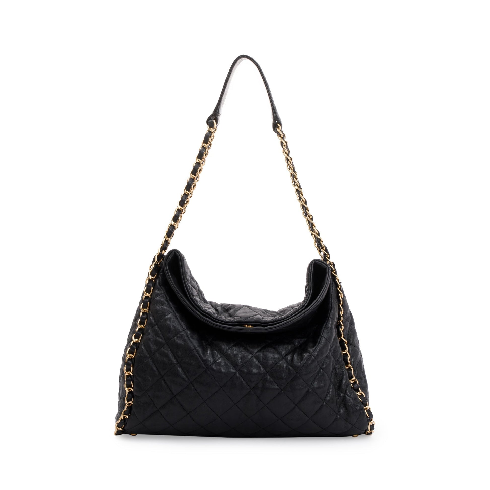 Chanel Quilted Me Hobo Leather Calfskin Black Travel Bag