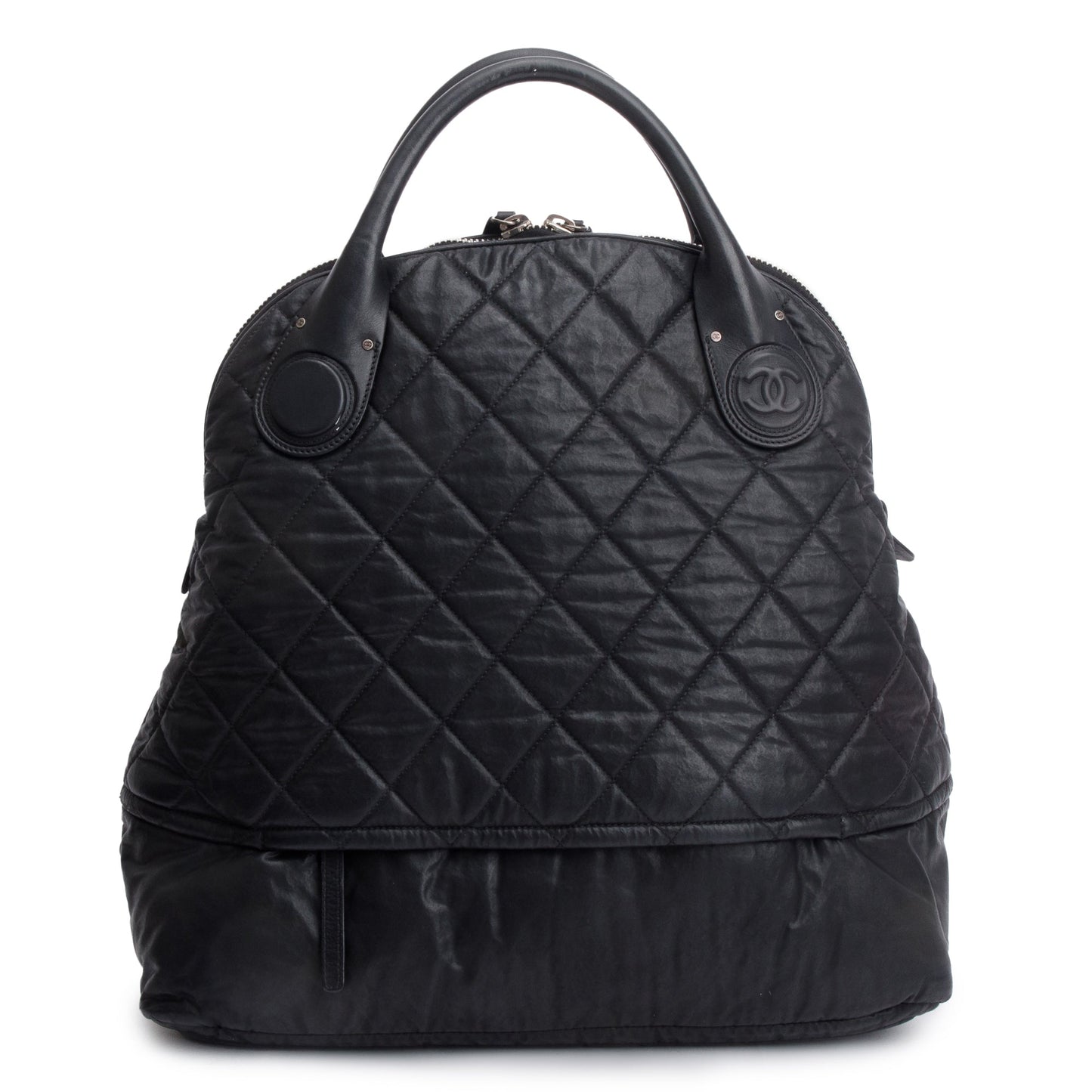 Chanel Quilted Expandable Leather Calfskin Black Travel Bag