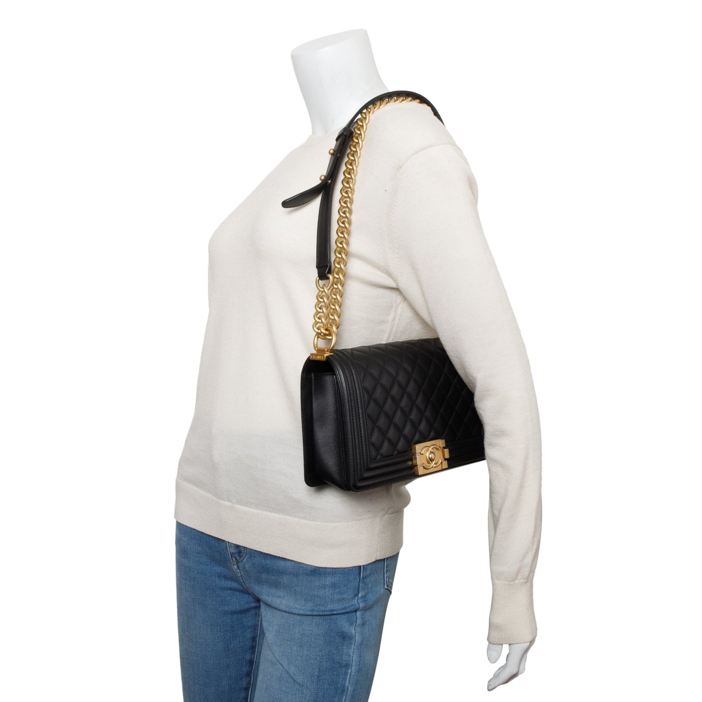 Chanel Quilted Boy Leather Calfskin Black Travel Bag