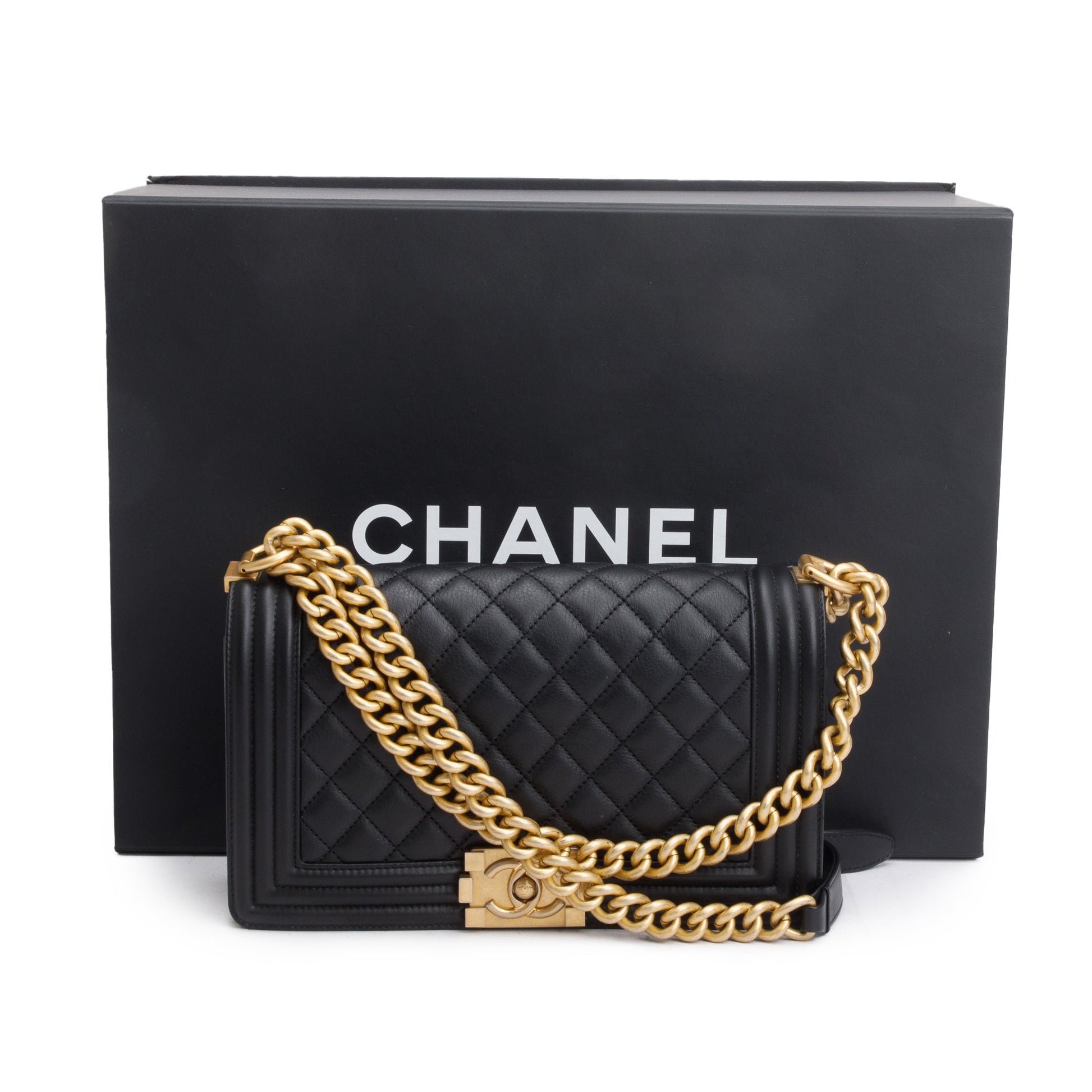 Chanel Quilted Boy Leather Calfskin Black Travel Bag