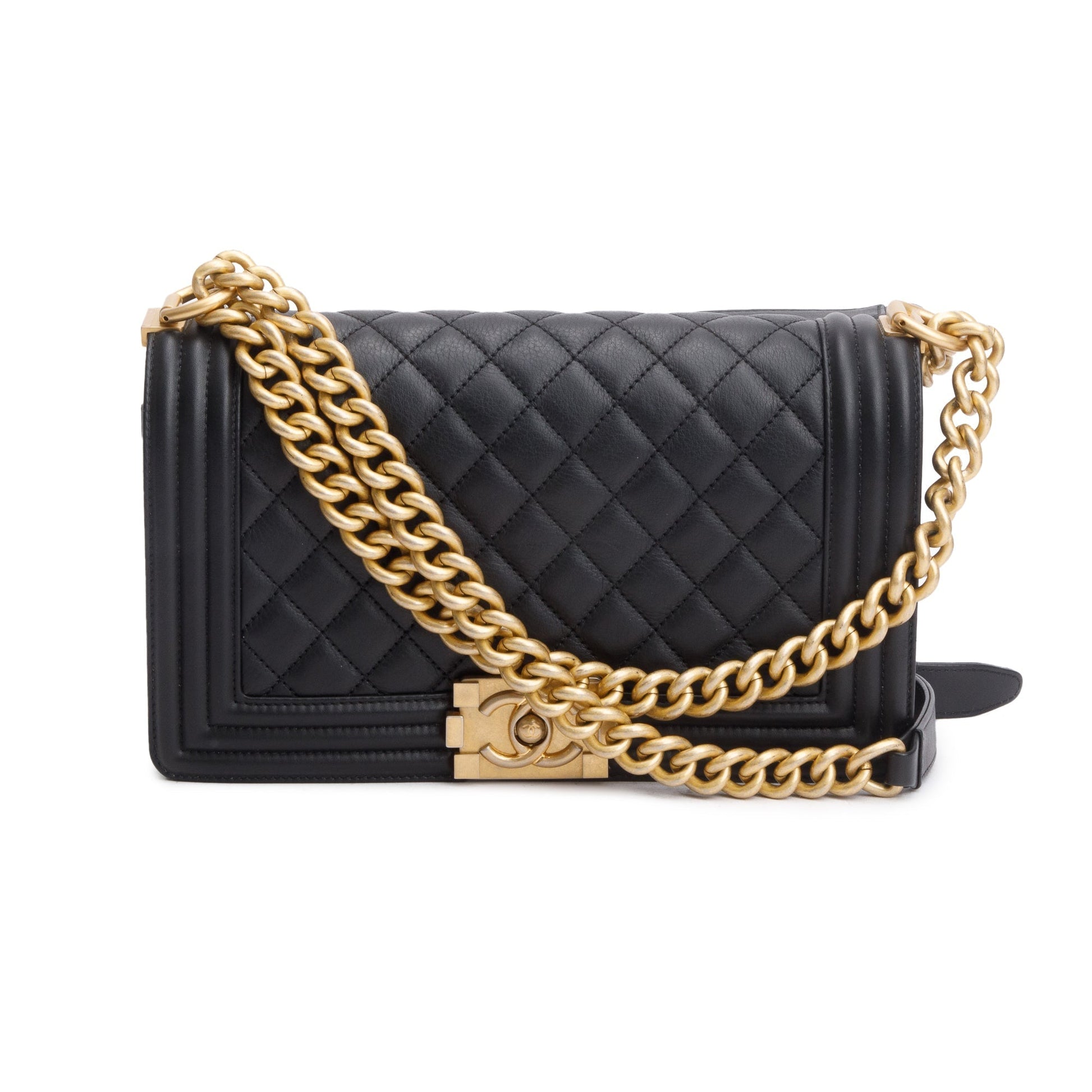 Chanel Quilted Boy Leather Calfskin Black Travel Bag