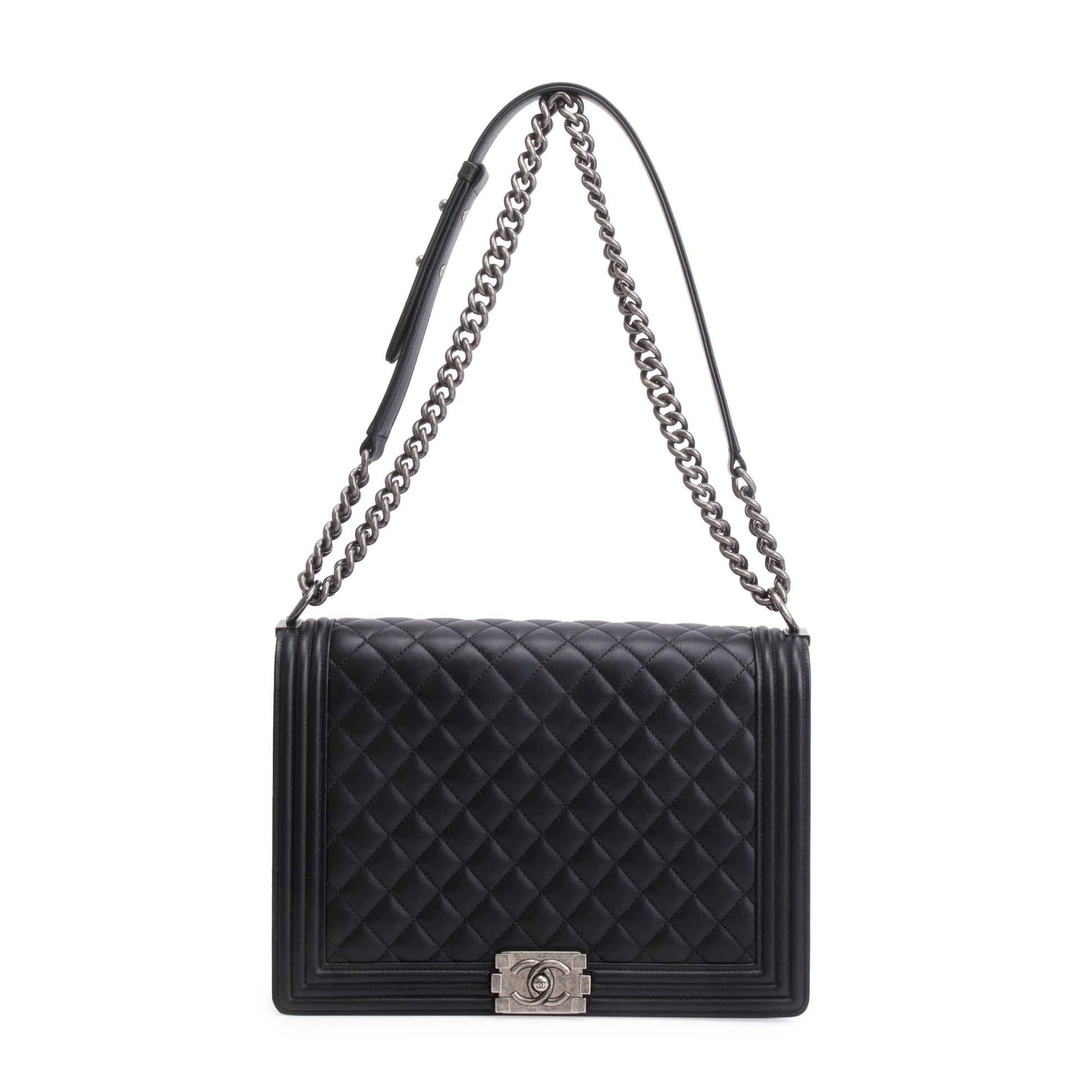 Chanel Quilted XL Boy Leather Calfskin Black Travel Bag