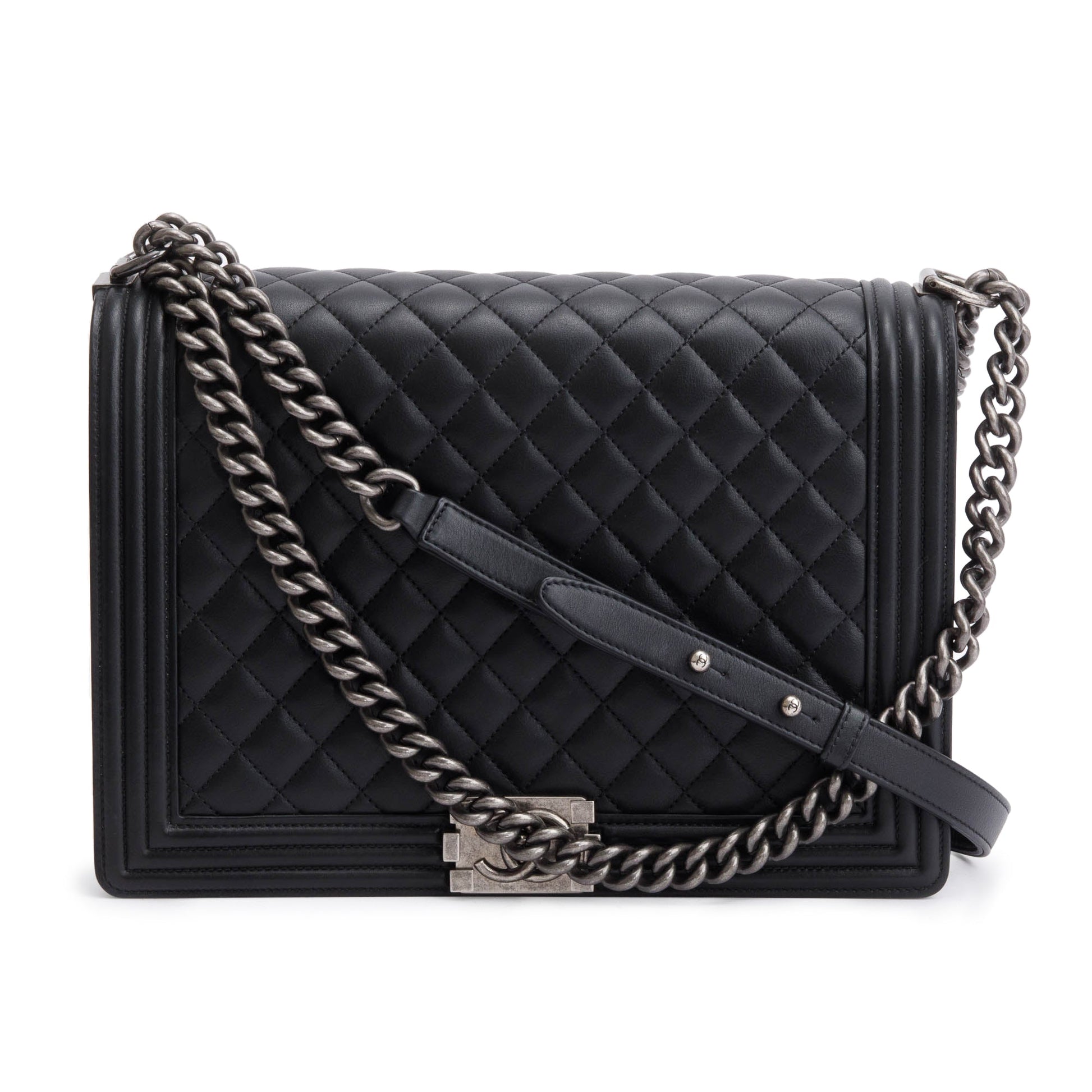 Chanel Quilted XL Boy Leather Calfskin Black Travel Bag