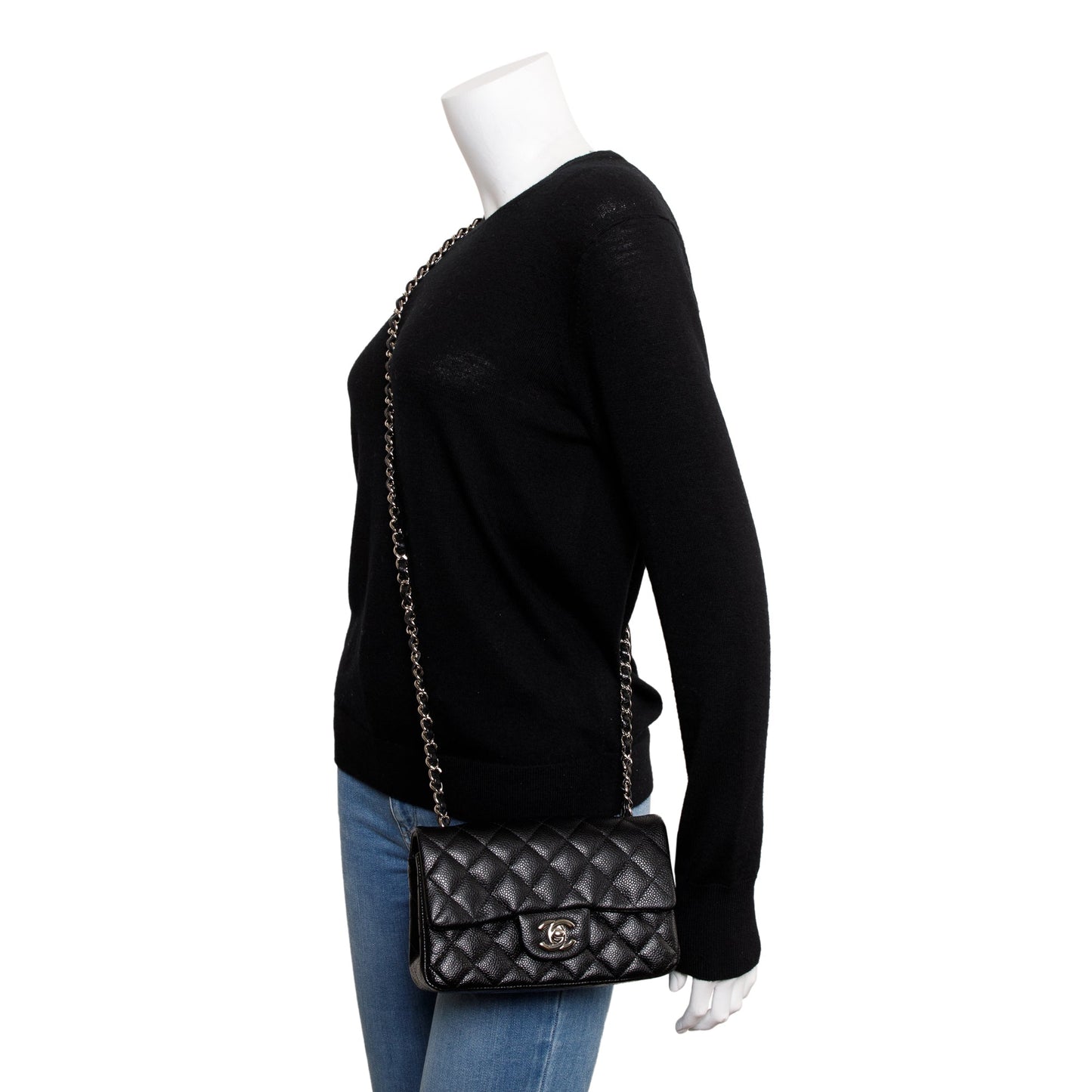Chanel Quilted Caviar Classic Rectangular Flap Black Travel Bag