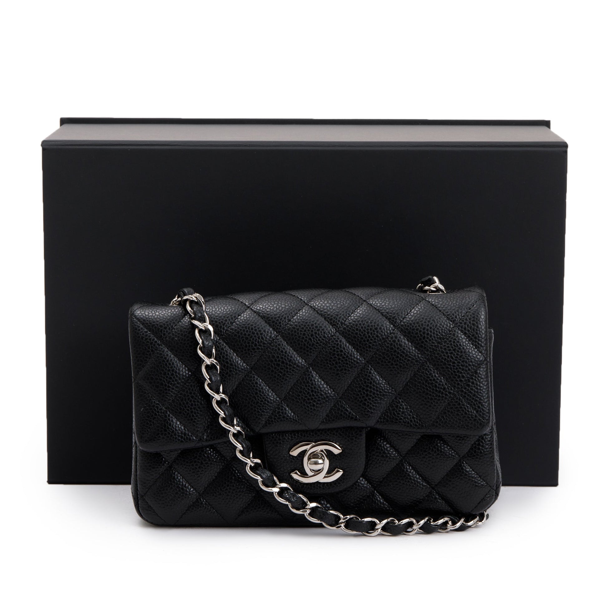 Chanel Quilted Caviar Classic Rectangular Flap Black Travel Bag