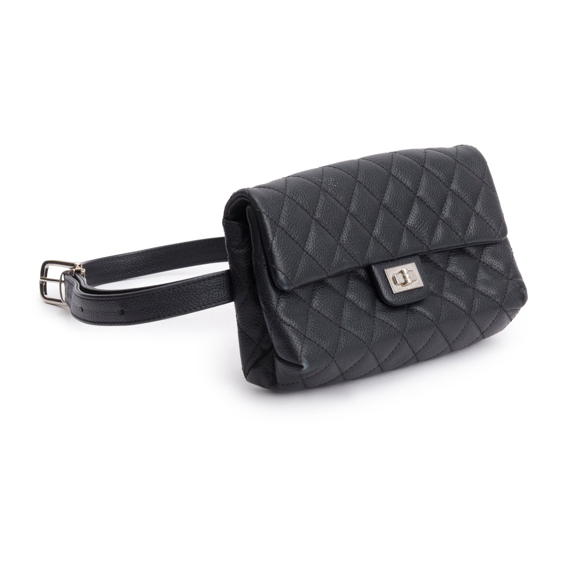 Chanel Quilted Caviar 2.55 Reissue Flap Leather Black Belt