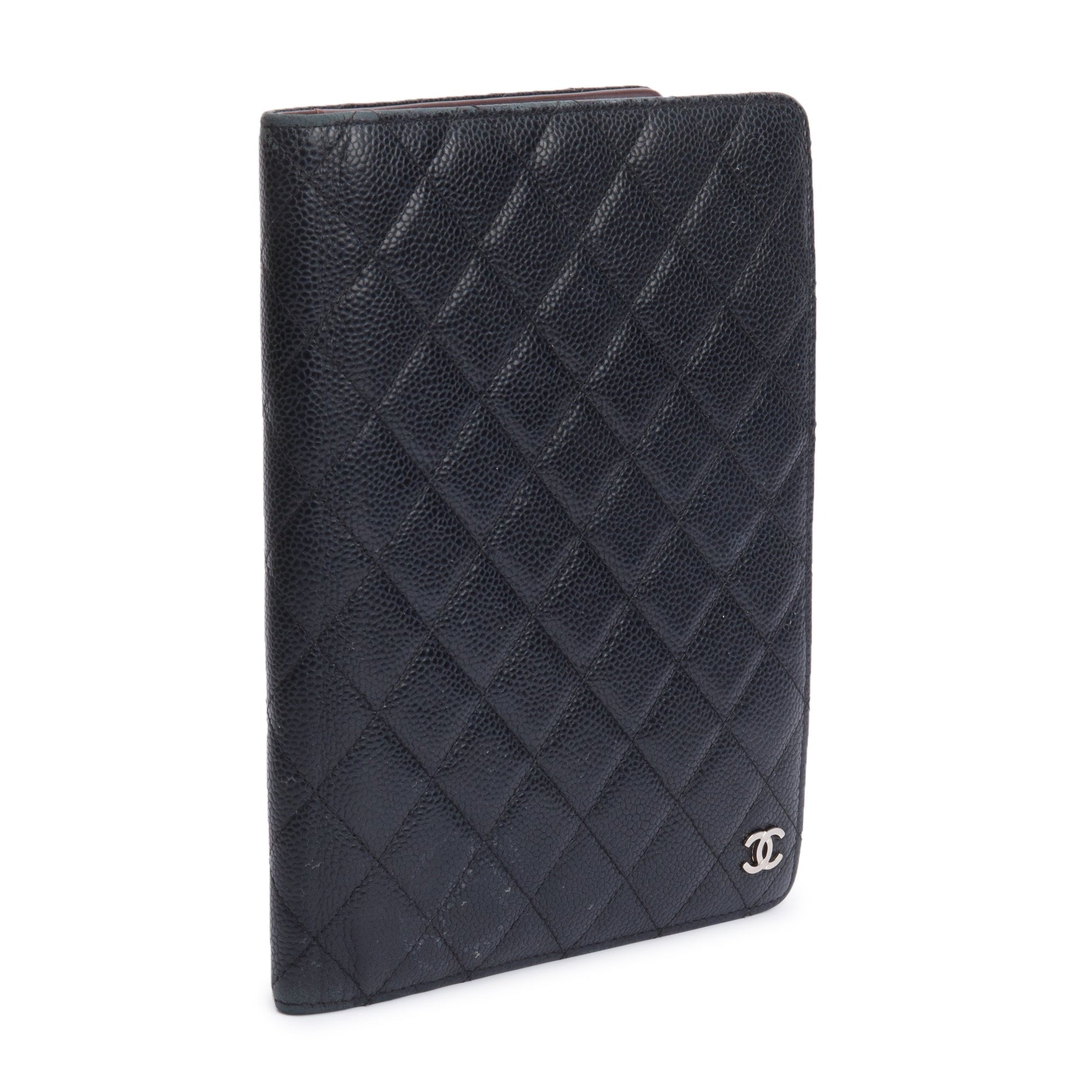 Chanel Quilted Caviar CC Notebook Cover Leather Black Travel Bag