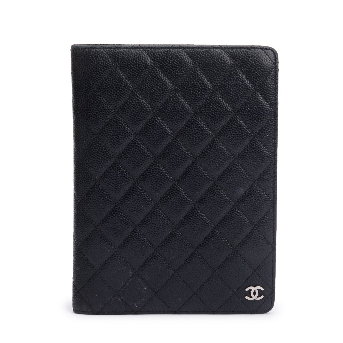 Chanel Quilted Caviar CC Notebook Cover Leather Black Travel Bag