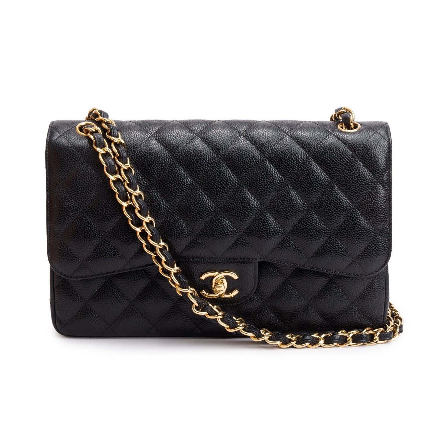 Chanel Quilted Caviar Classic Jumbo Double Leather Black Travel Bag 3