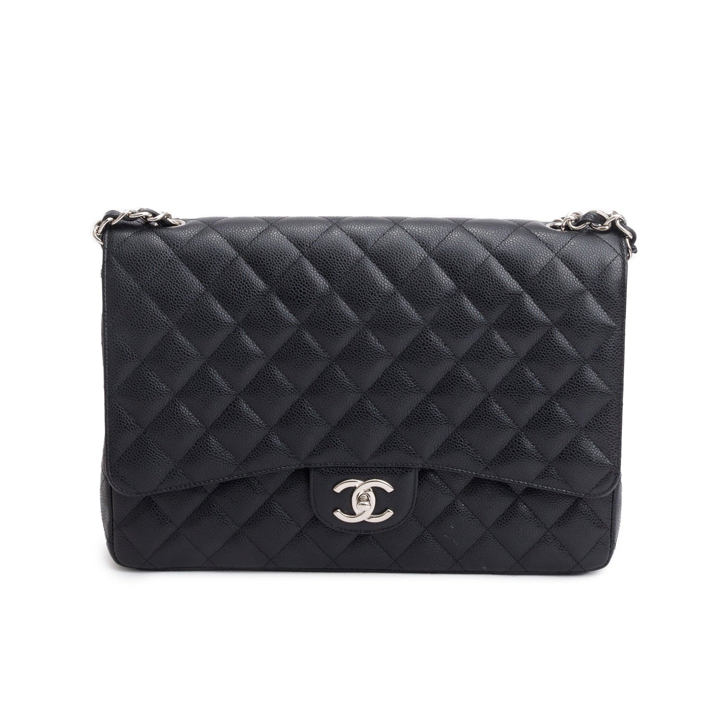 Chanel Quilted Caviar Classic Maxi Double Leather Black Travel Bag 3