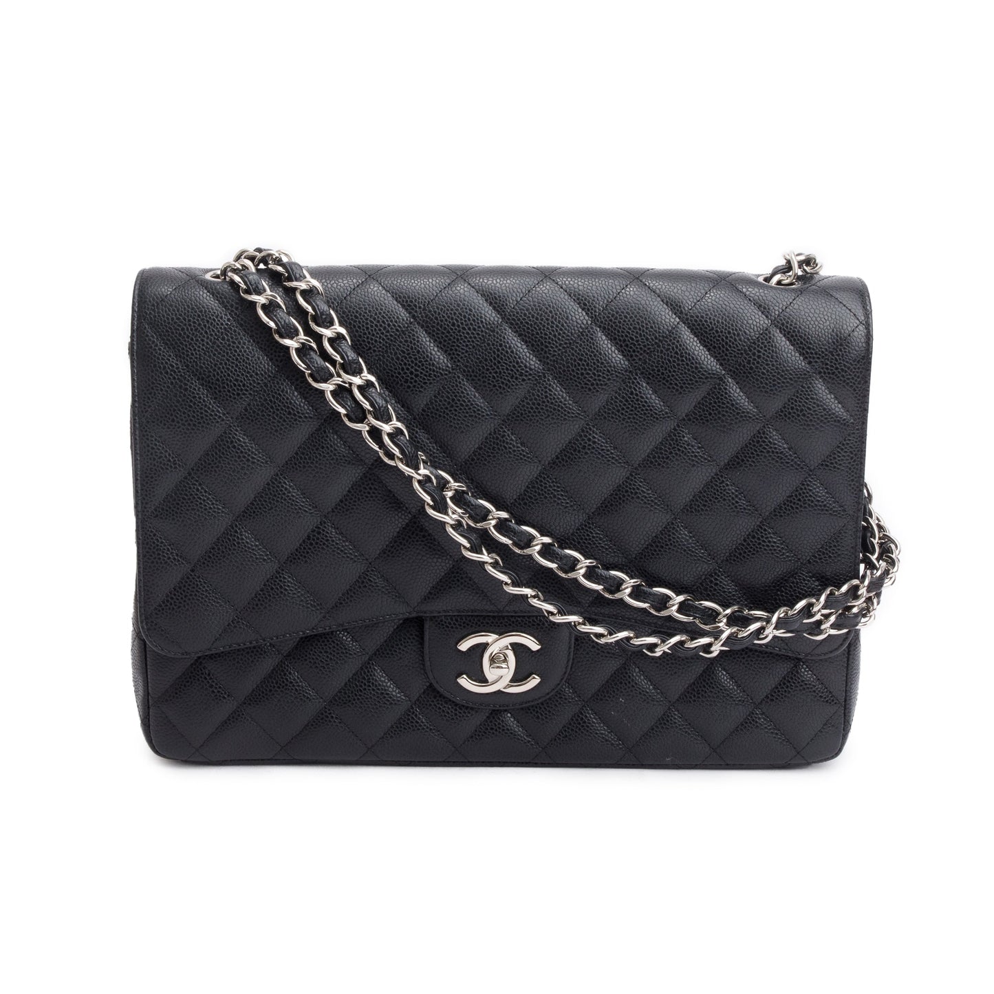 Chanel Quilted Caviar Classic Maxi Double Leather Black Travel Bag 3