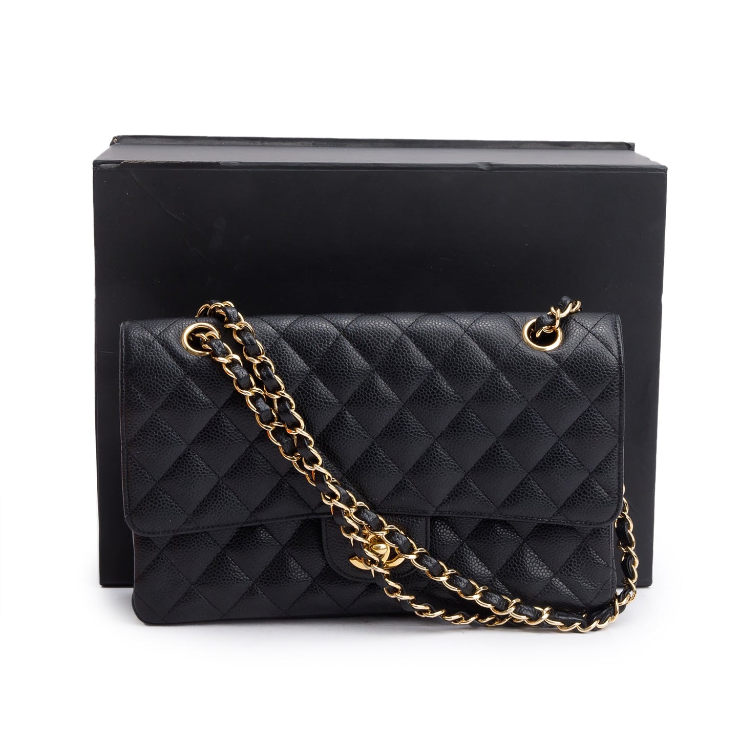 Chanel Quilted Caviar Classic Double Flap Leather Black Travel Bag 6