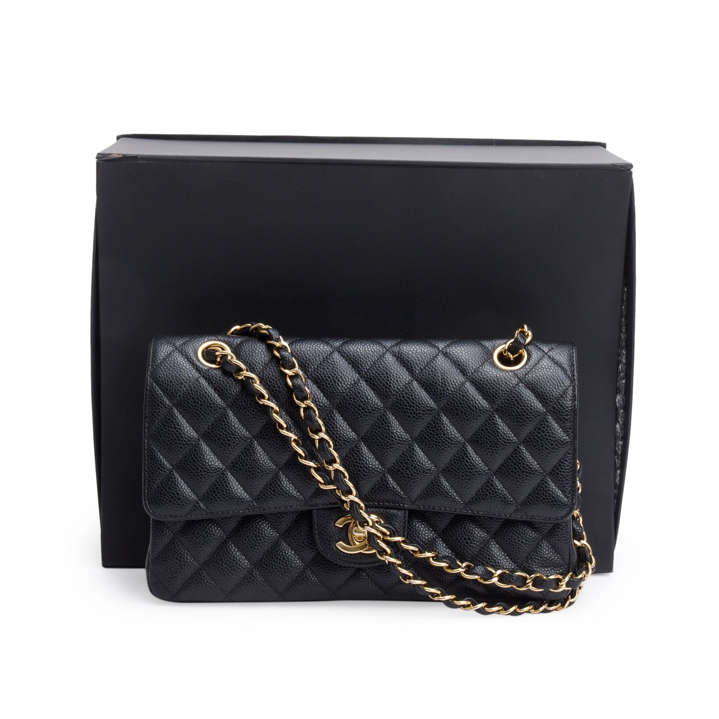 Chanel Quilted Caviar Classic Double Flap Leather Black Travel Bag Authenticity Card