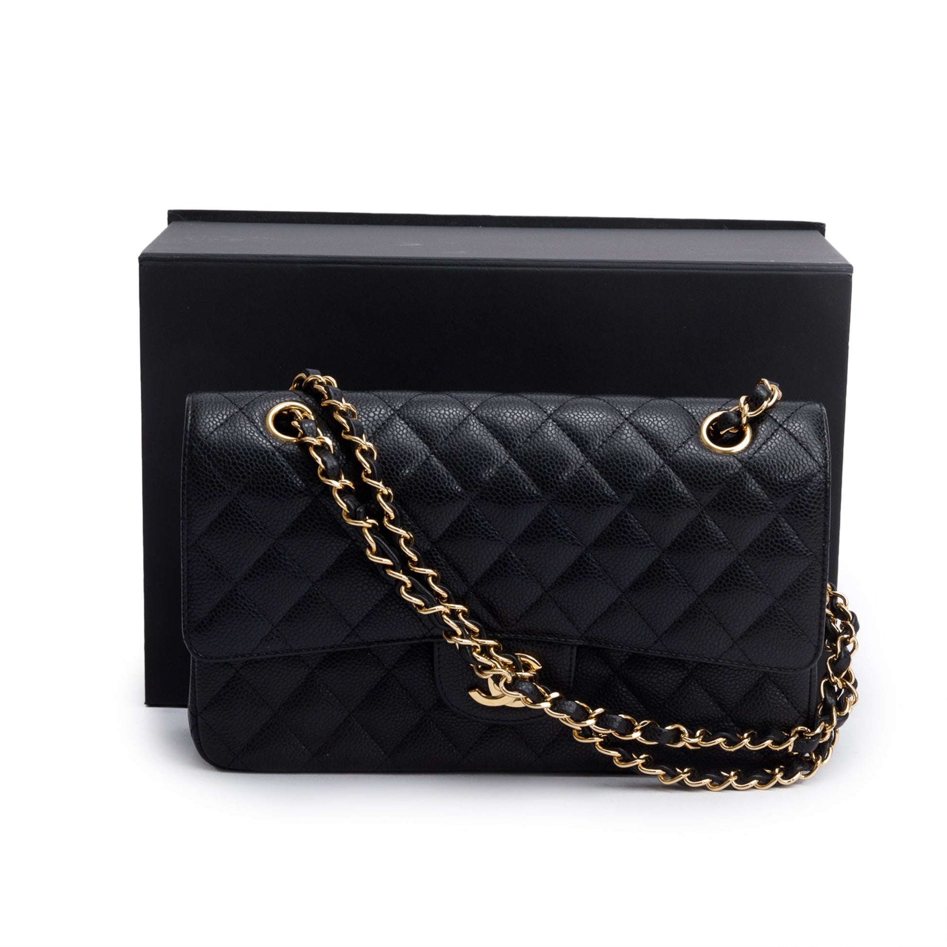 Chanel Quilted Caviar Classic Double Flap Leather Black Travel Bag 5
