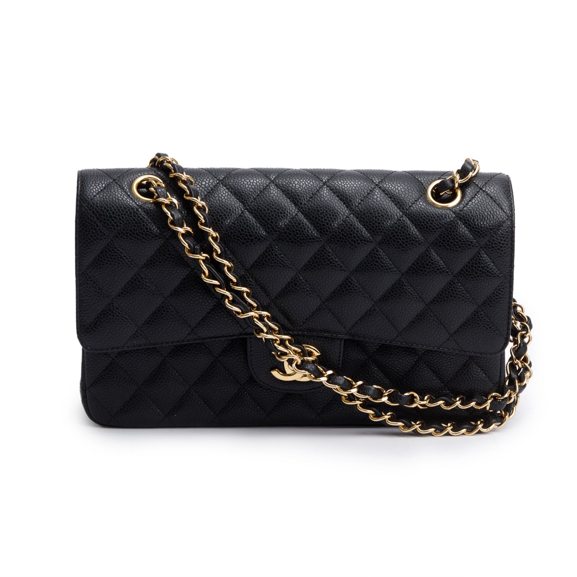 Chanel Quilted Caviar Classic Double Flap Leather Black Travel Bag 5