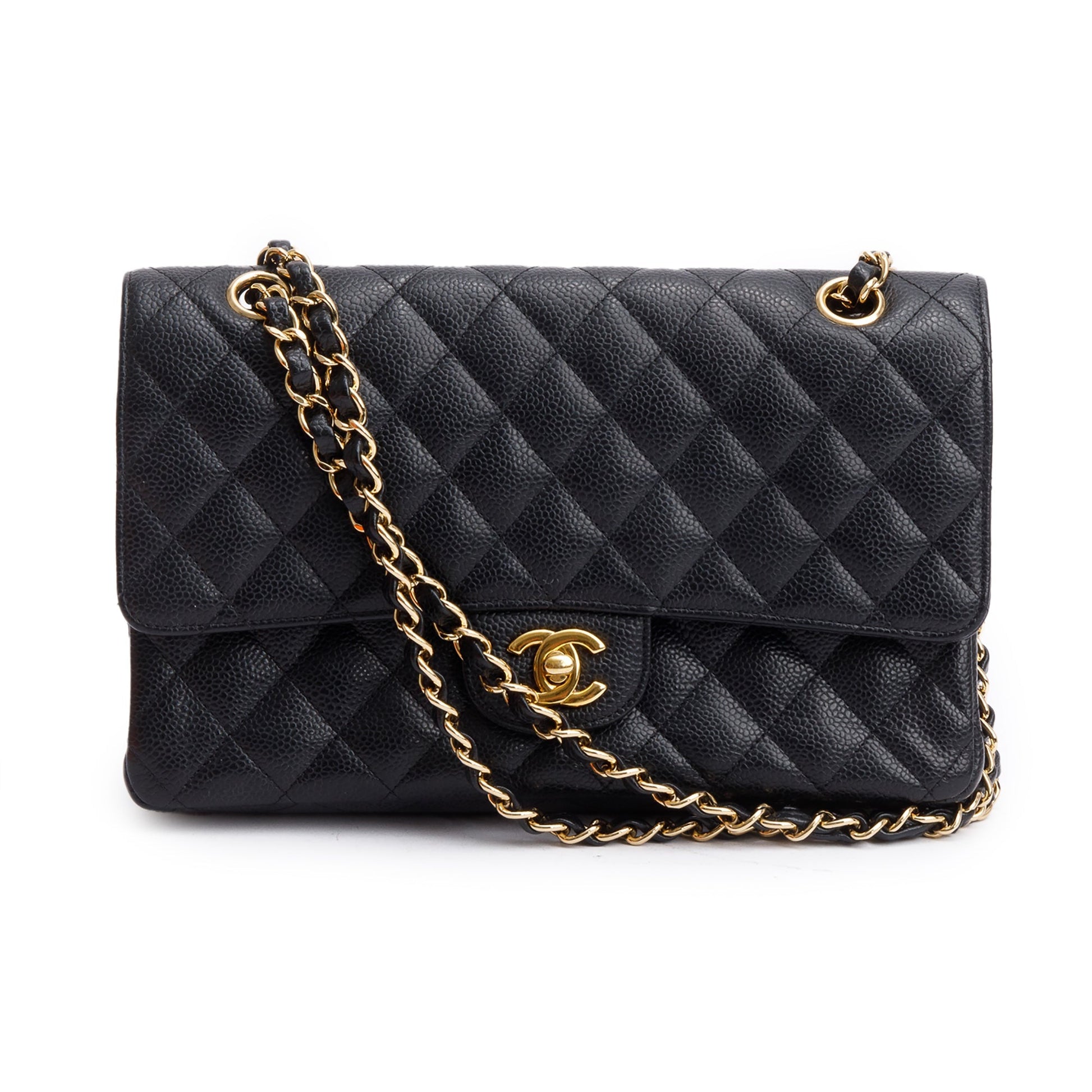Chanel Quilted Caviar Classic Double Flap Leather Black Travel Bag 6