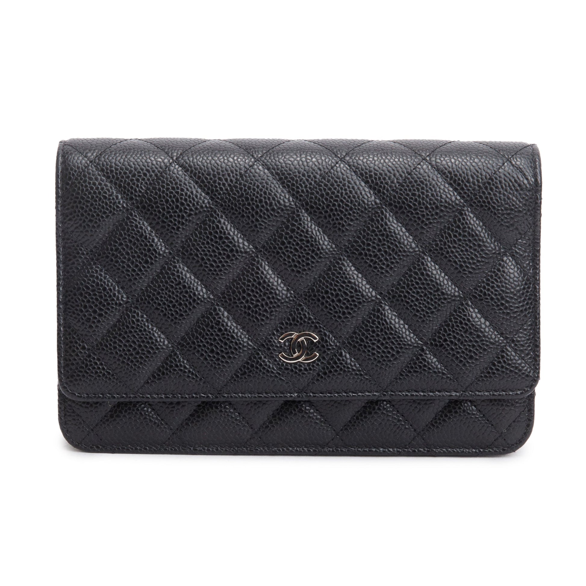 Chanel Quilted Caviar Classic on Leather Black Wallet Case 4