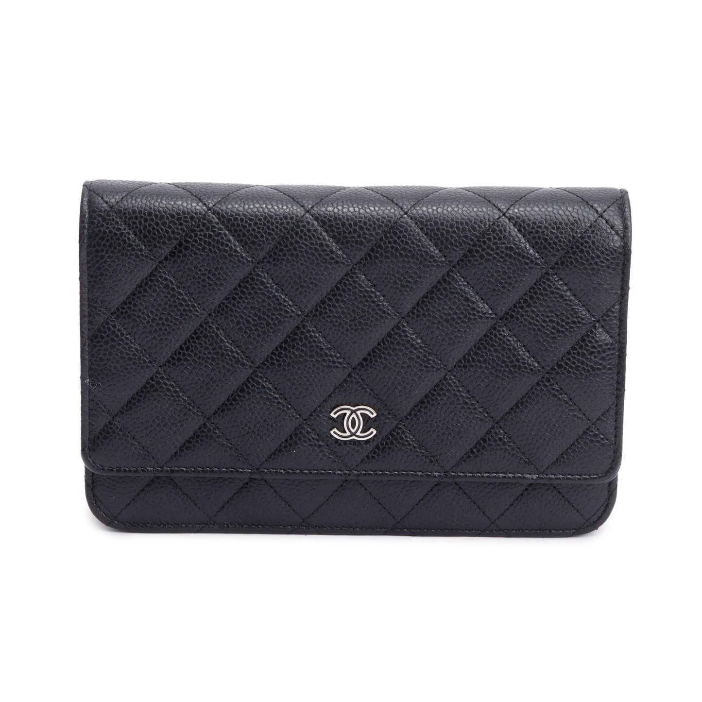 Chanel Quilted Caviar Classic on Leather Black Wallet Case 5