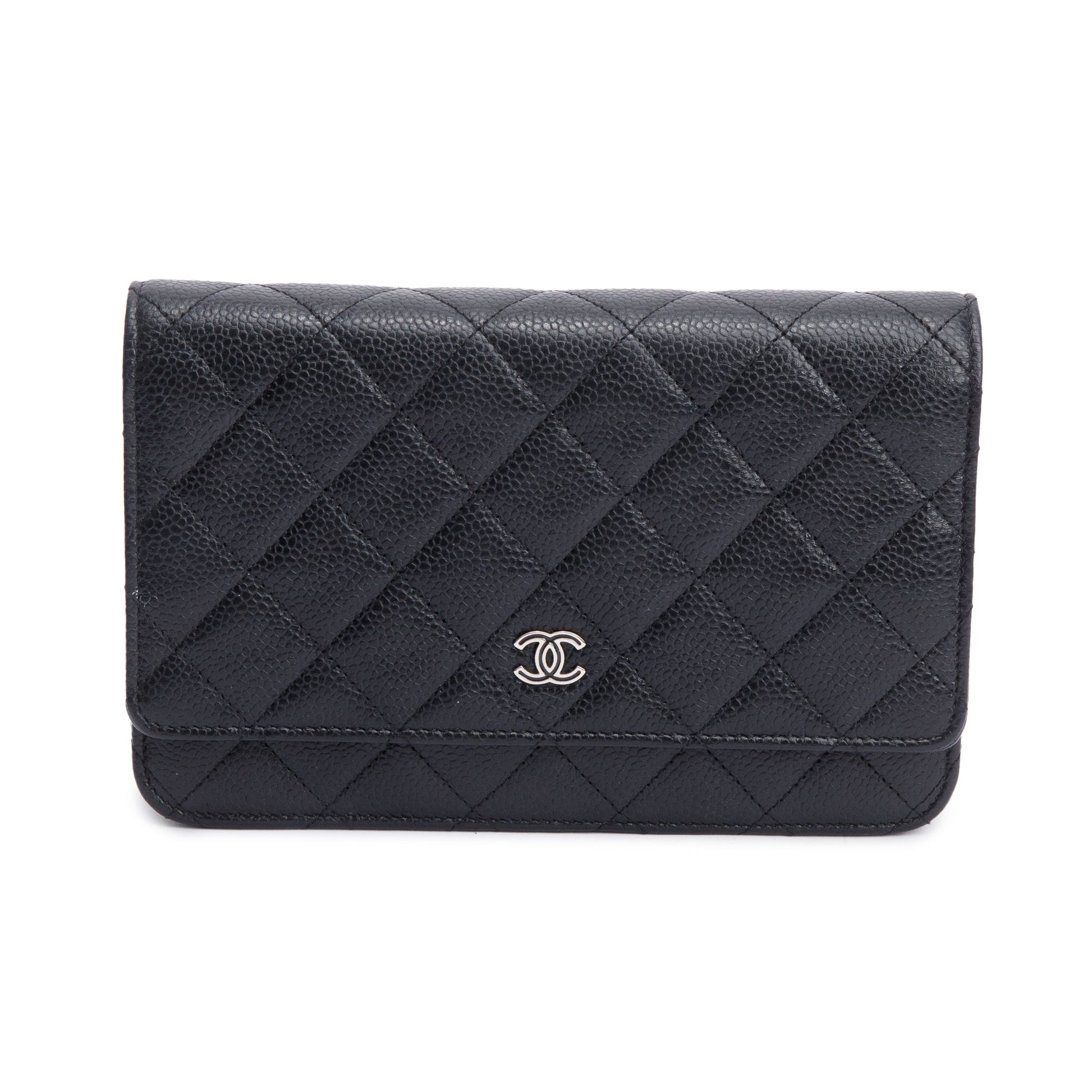 Chanel Quilted Caviar Classic on Leather Black Wallet Case 5