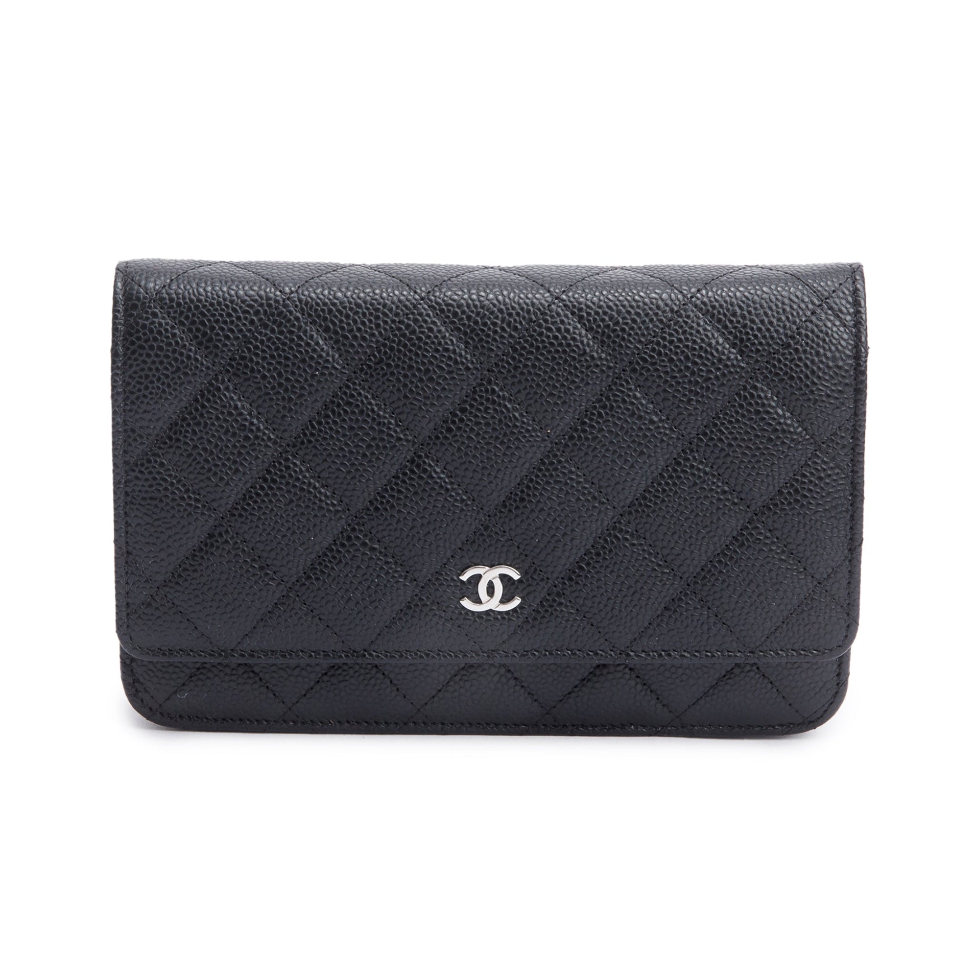 Chanel Quilted Caviar Classic on Leather Black Wallet Case 7