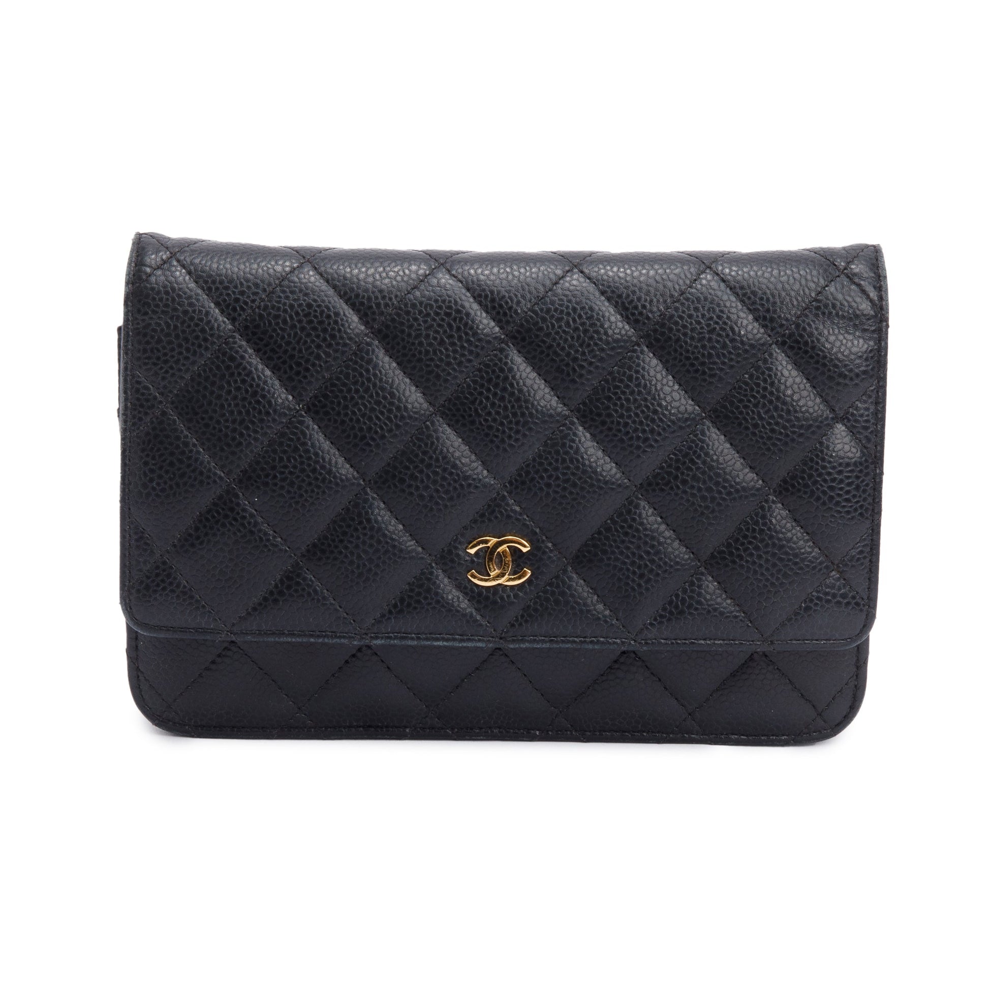 Chanel Quilted Caviar Classic on Leather Black Wallet Case 6