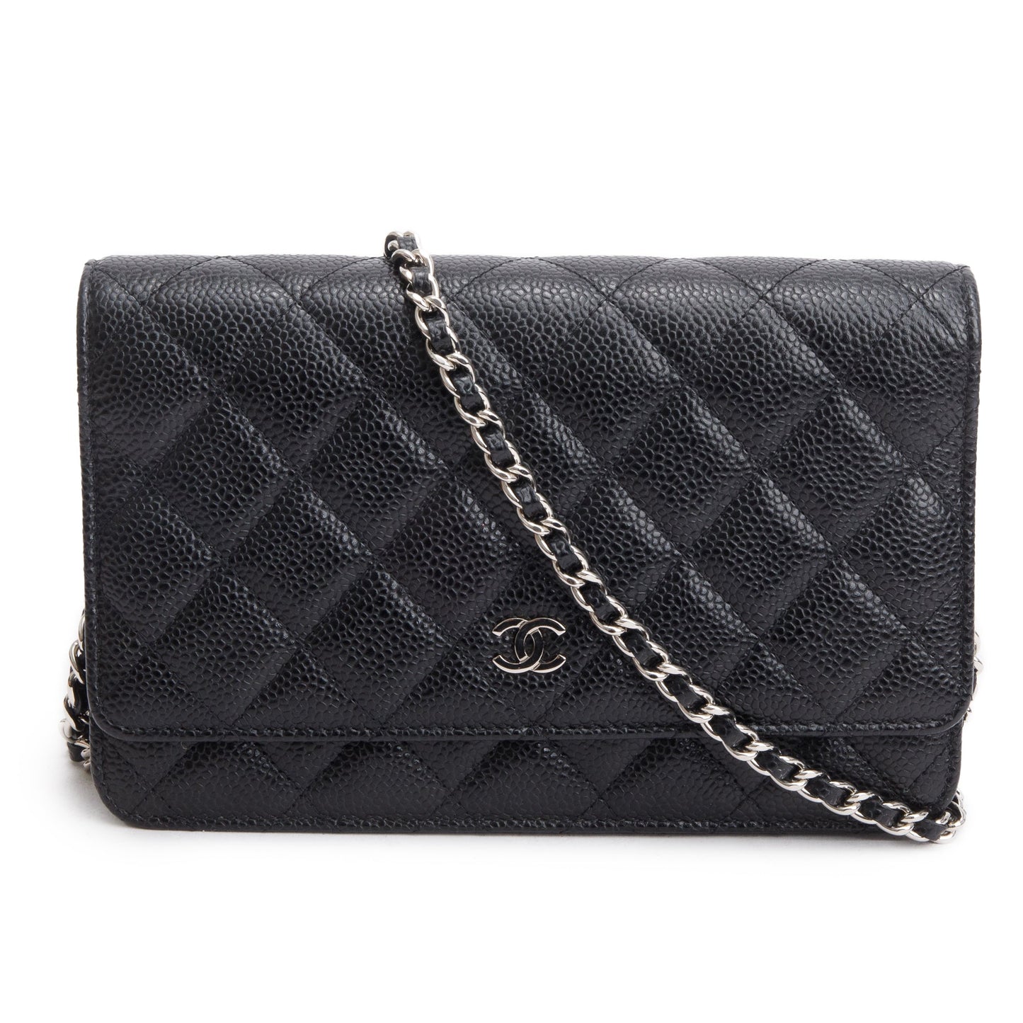 Chanel Quilted Caviar Classic on Leather Black Wallet Case 4