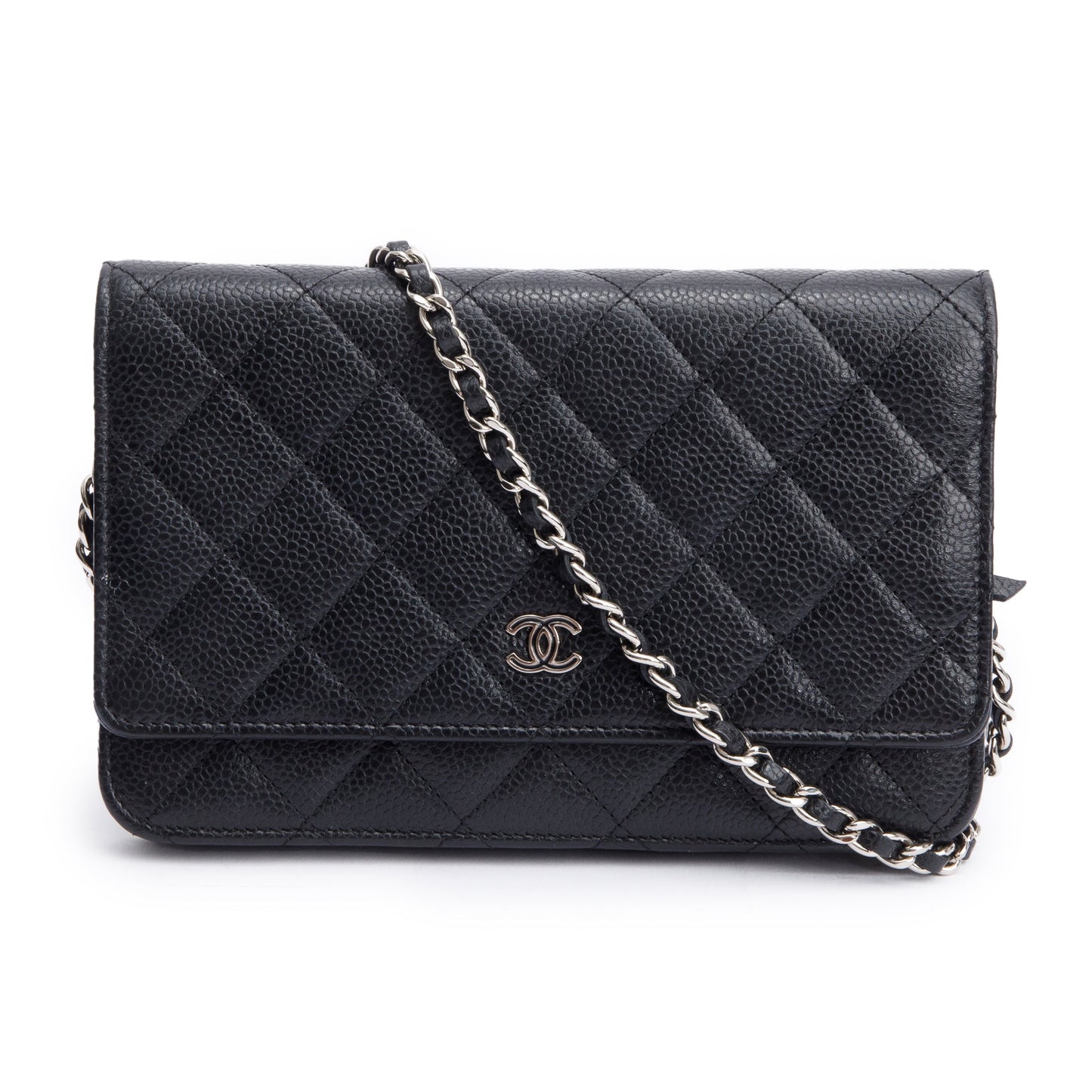 Chanel Quilted Caviar Classic on Leather Black Wallet Case 5