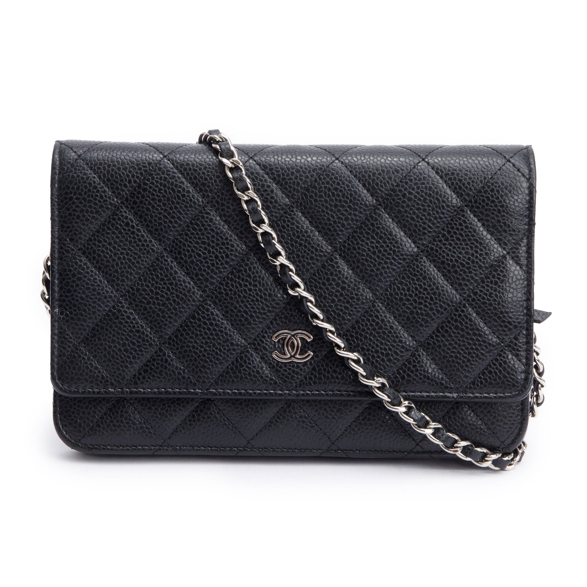 Chanel Quilted Caviar Classic on Leather Black Wallet Case 5