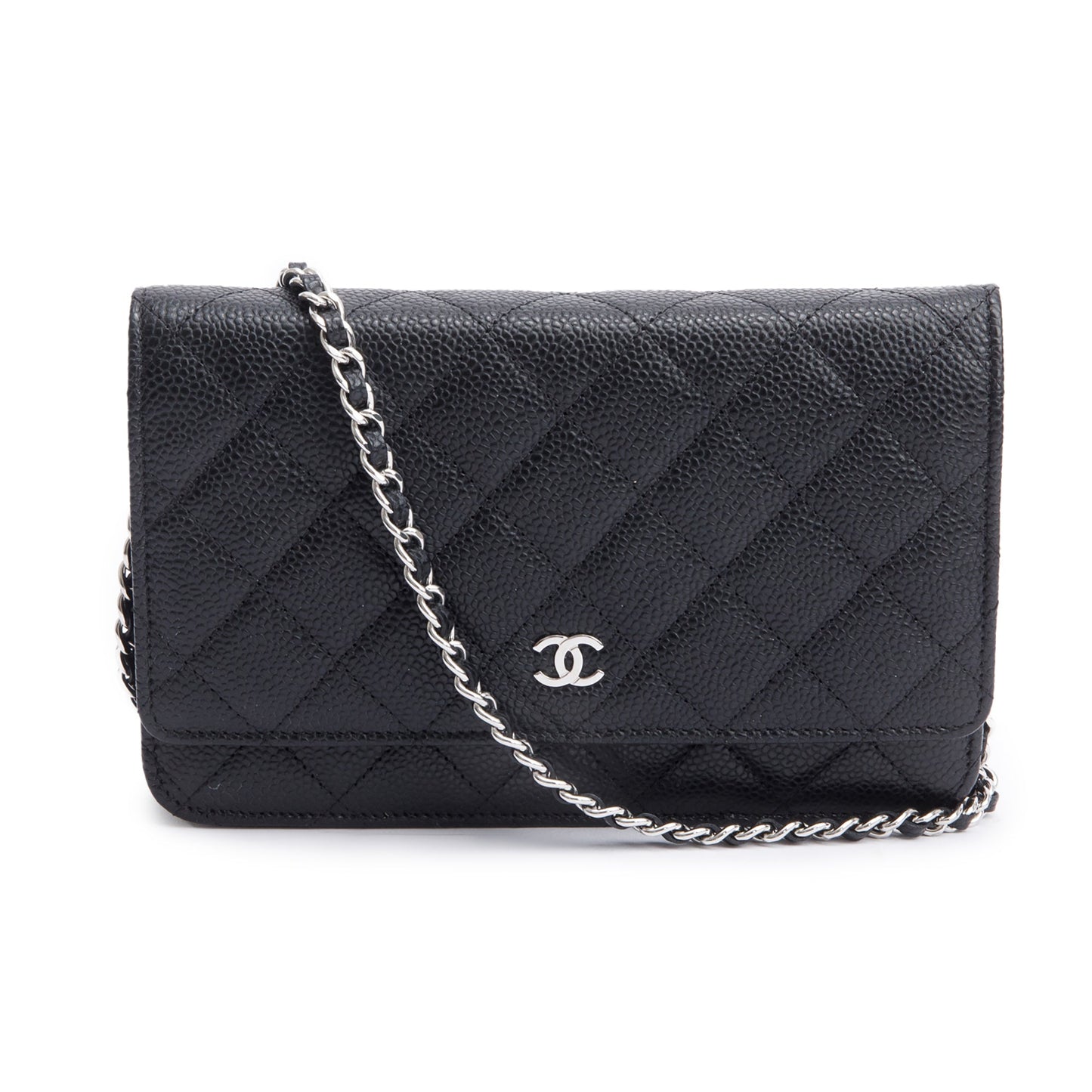 Chanel Quilted Caviar Classic on Leather Black Wallet Case 7
