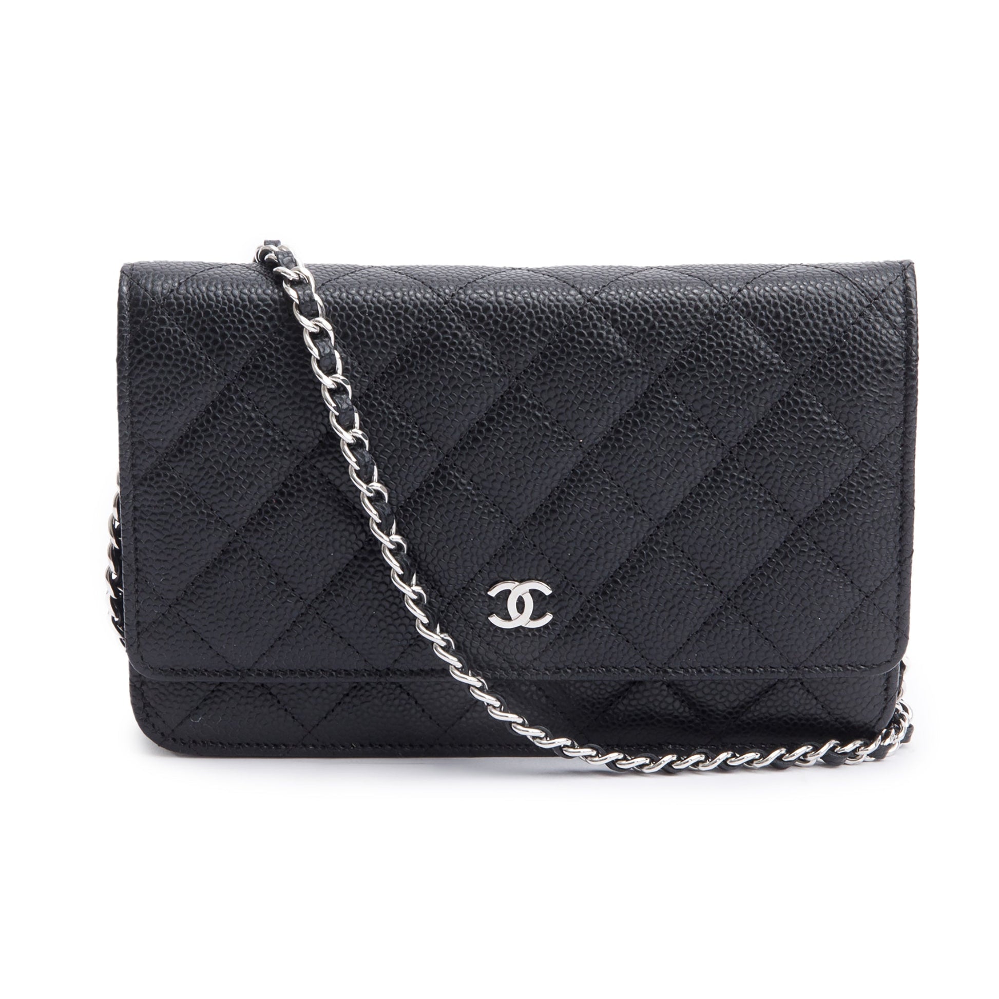 Chanel Quilted Caviar Classic on Leather Black Wallet Case 7