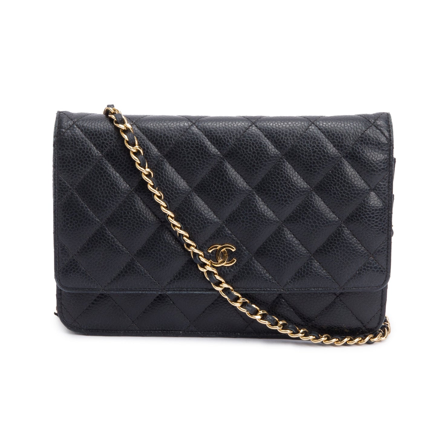 Chanel Quilted Caviar Classic on Leather Black Wallet Case 6