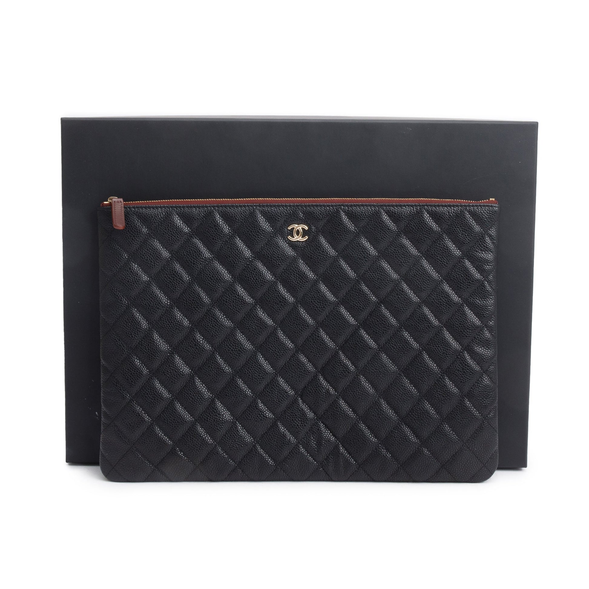 Chanel Quilted Caviar O Leather Black Travel Bag Authenticity Card