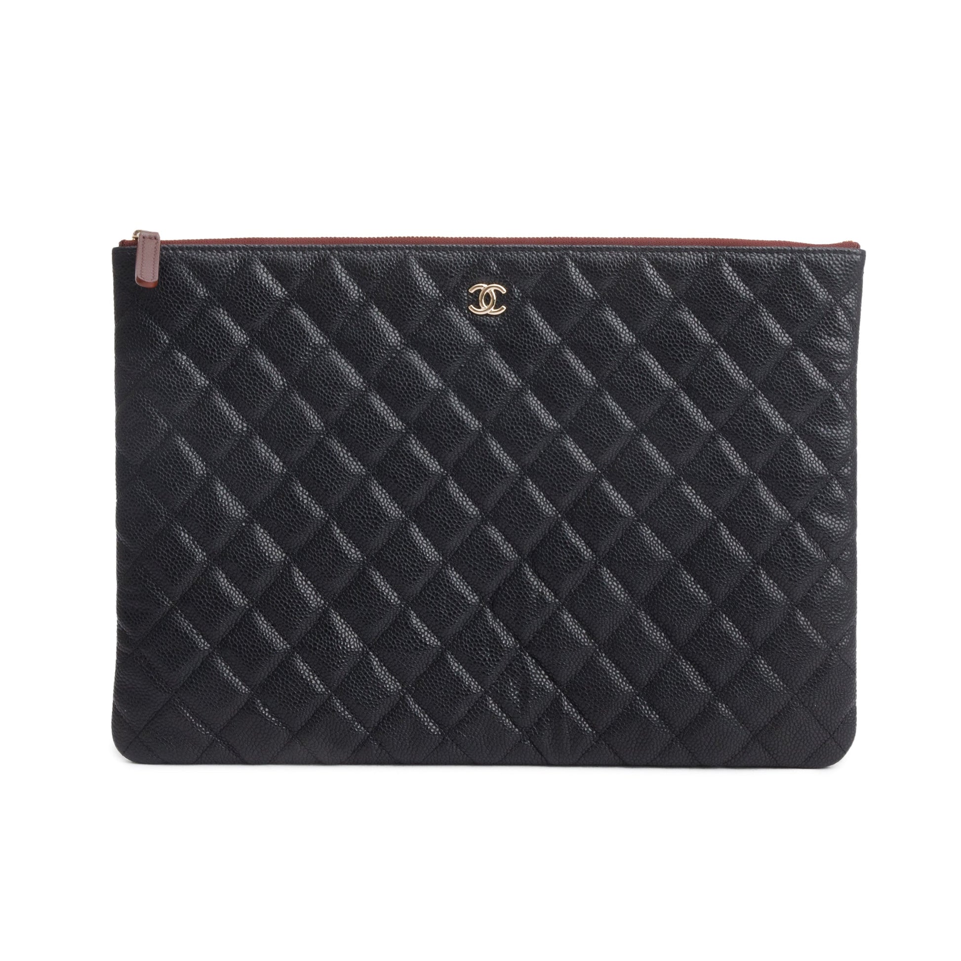 Chanel Quilted Caviar O Leather Black Travel Bag Authenticity Card