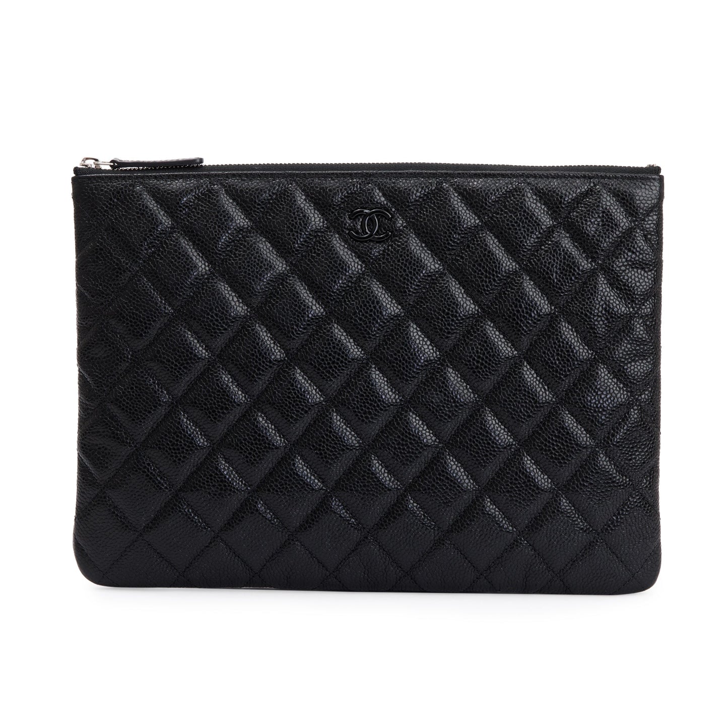 Chanel Quilted Caviar O Leather Black Travel Bag