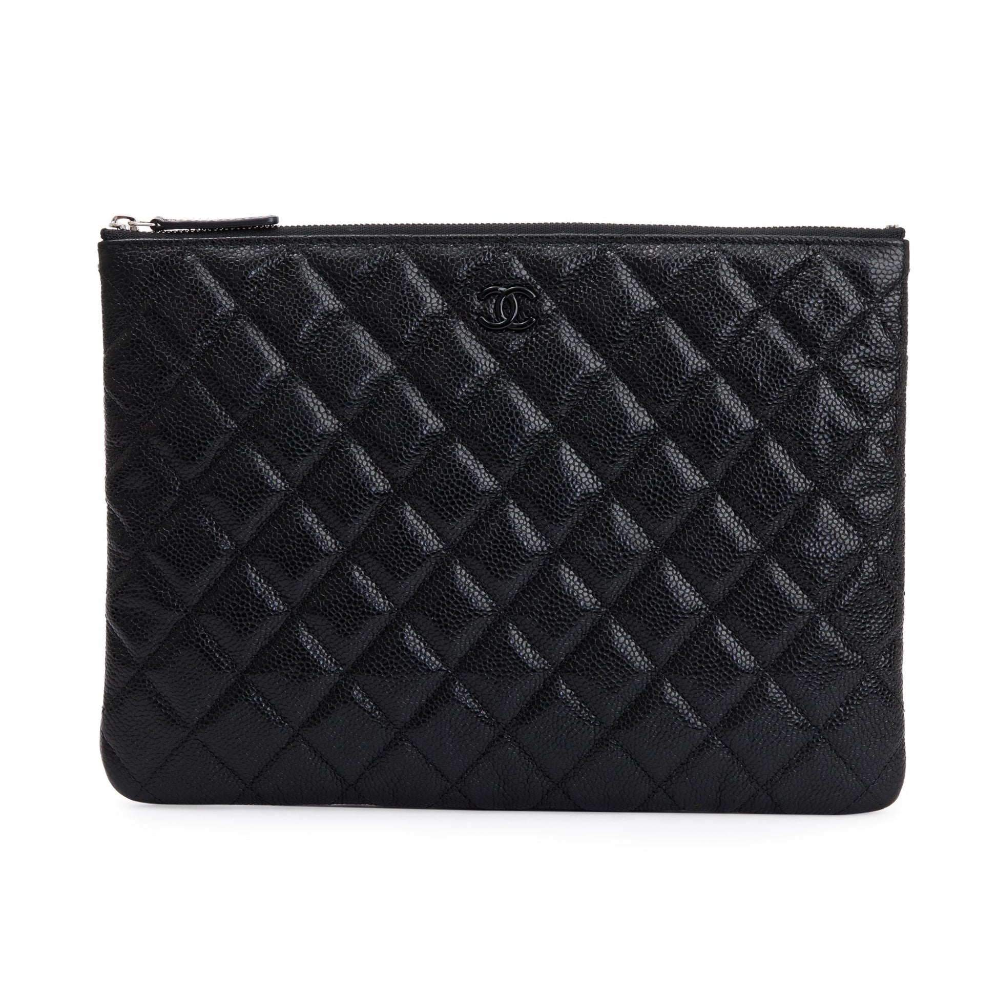 Chanel Quilted Caviar O Leather Black Travel Bag