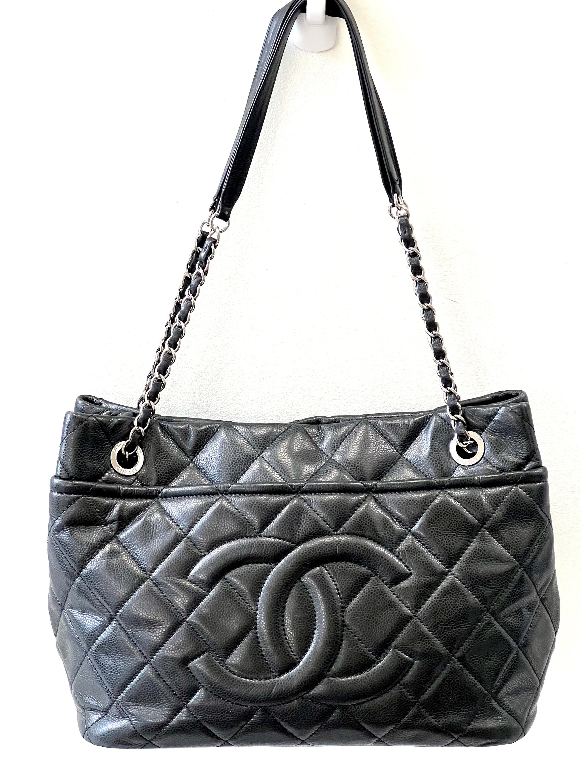 Chanel CAVIAR QUILTED TIMELESS CC SOFT SHOPPER Leather Tote Bag