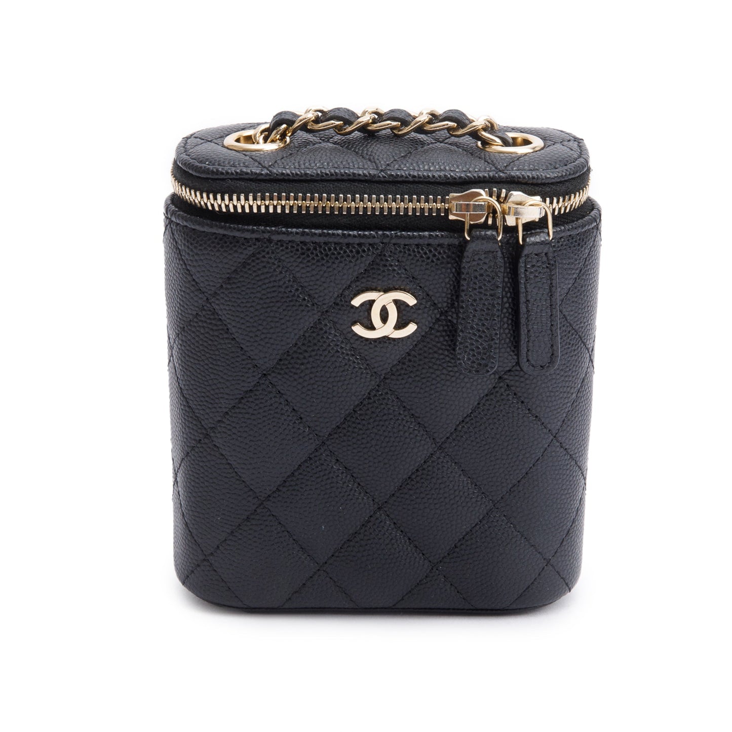Chanel Quilted Caviar Coco Beauty Vanity Black Travel Bag