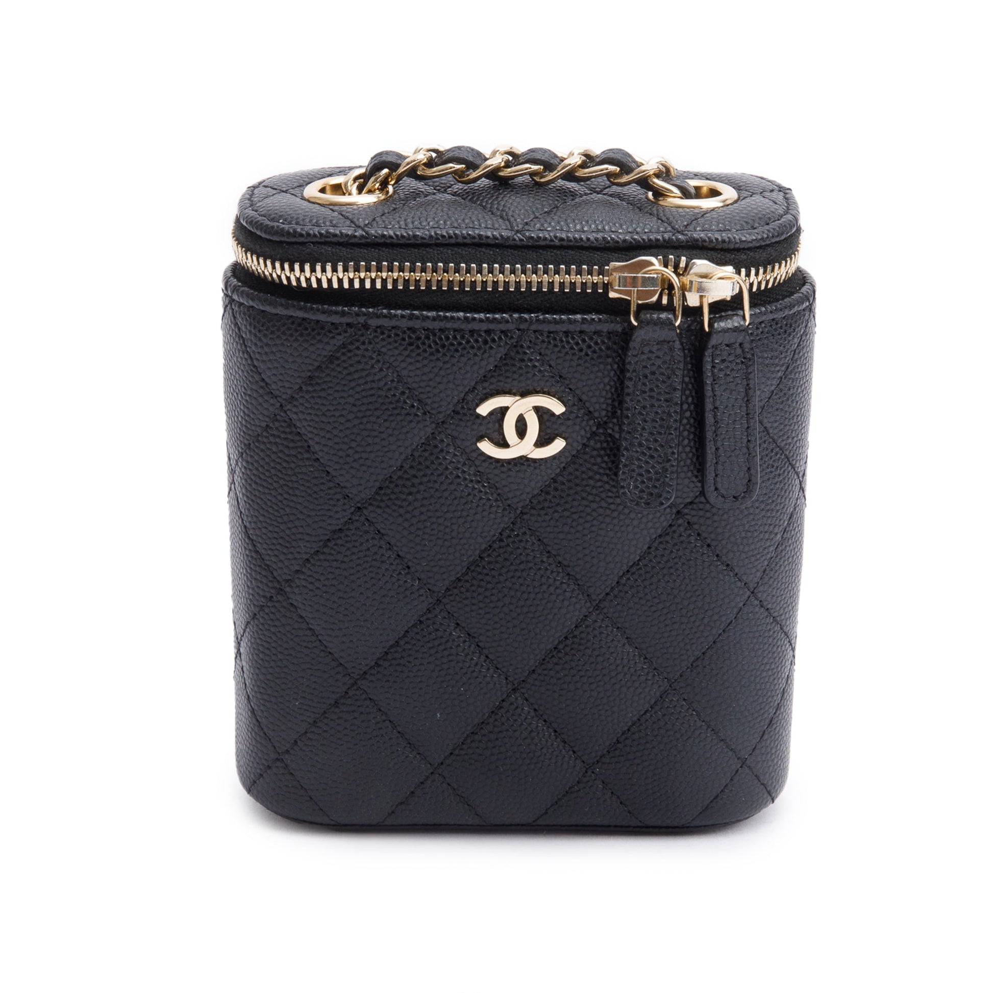 Chanel Quilted Caviar Coco Beauty Vanity Black Travel Bag